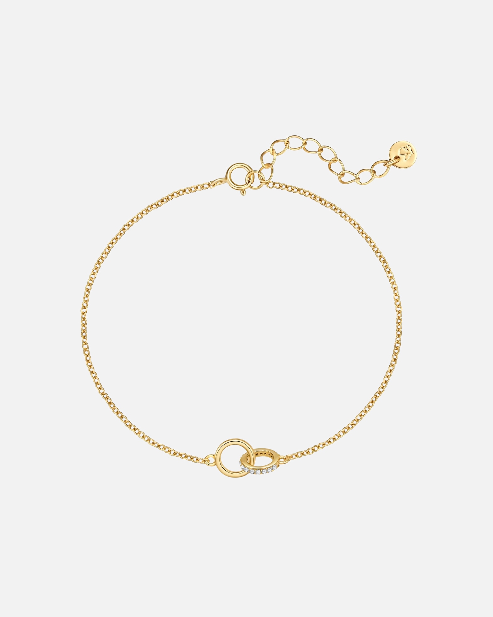 Bracelet pour Femme Glanzstücke München Bracelet en argent sterling dans or jaune avec zirconium Longueur de base 17,0 + rallonge 3,0 cm