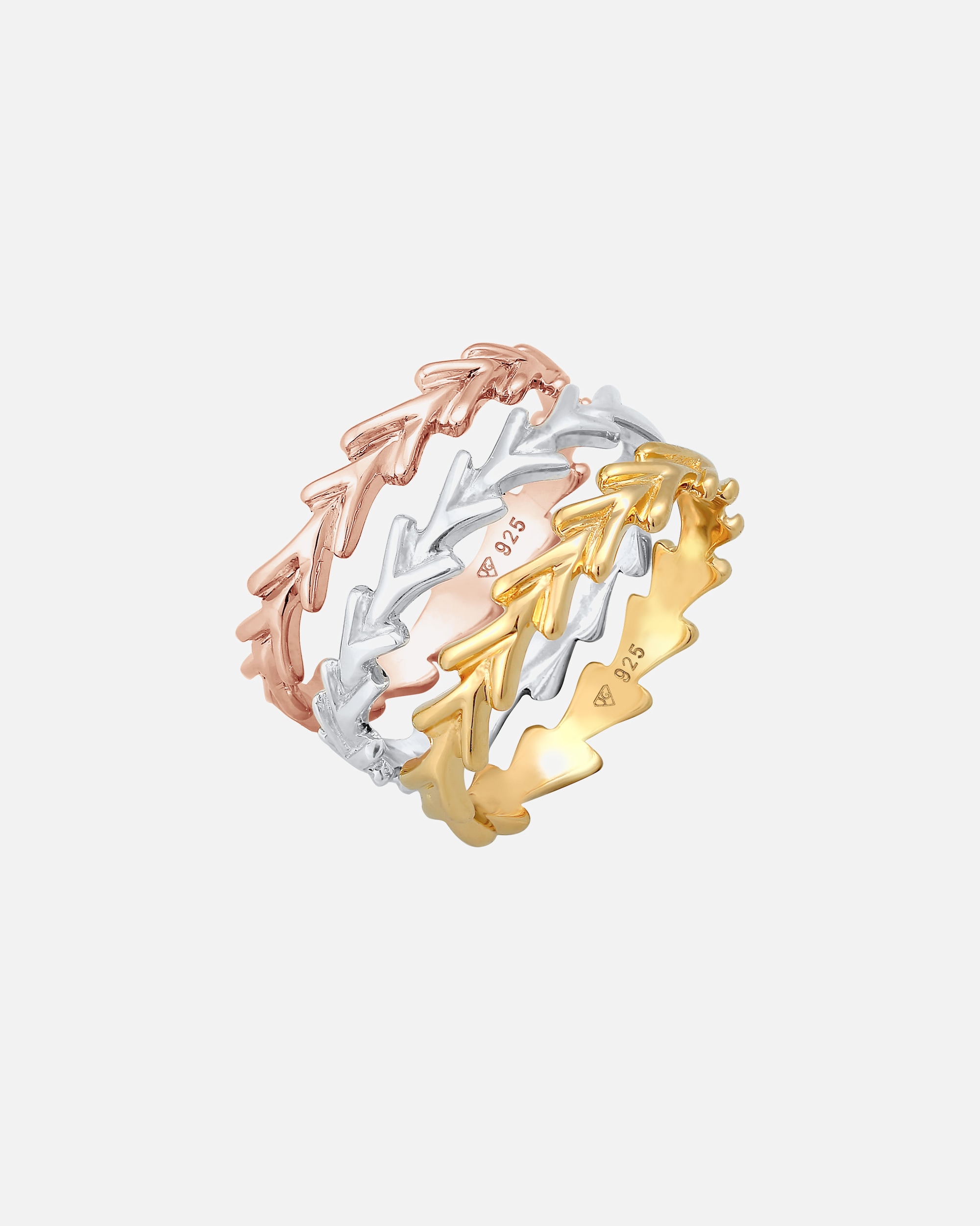 Bague pour Femme Elli Femmes pile tricolore Set de 3 en argent sterling 925 56