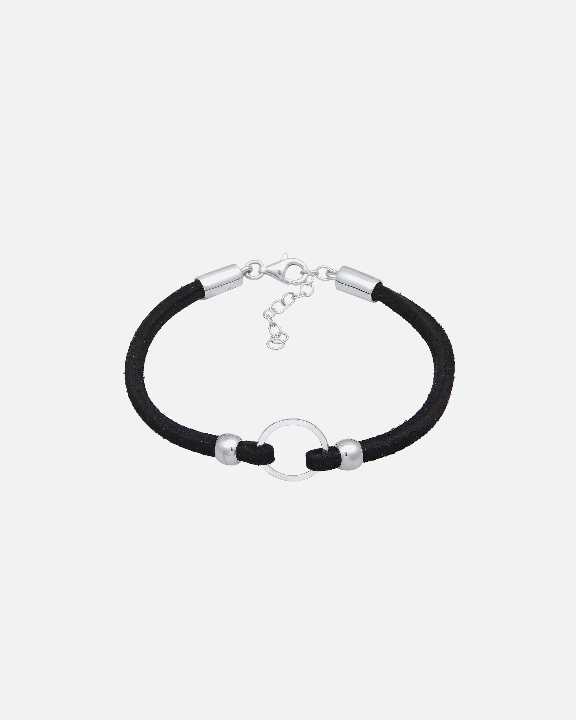 Bracelet pour Femme Elli Femmes Cercle Géo avec cuir synth. noir en argent sterling 925 16