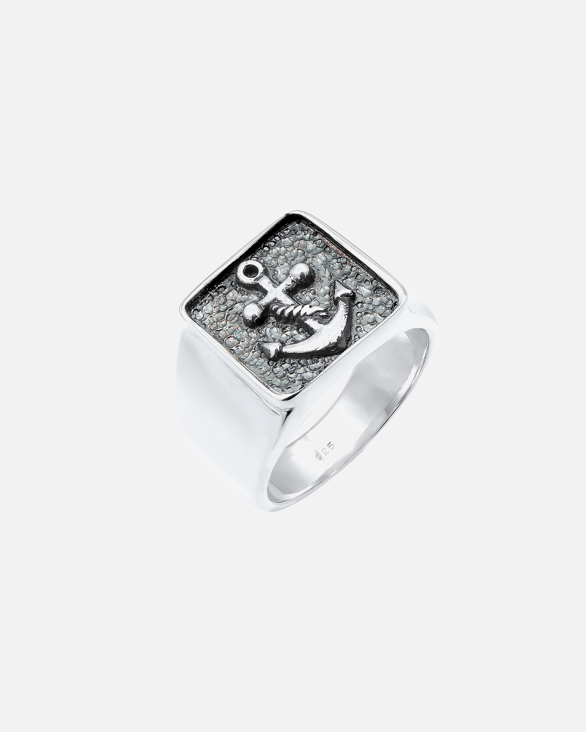 KUZZOI Hommes sceau ancre basique en argent sterling 925 oxydé