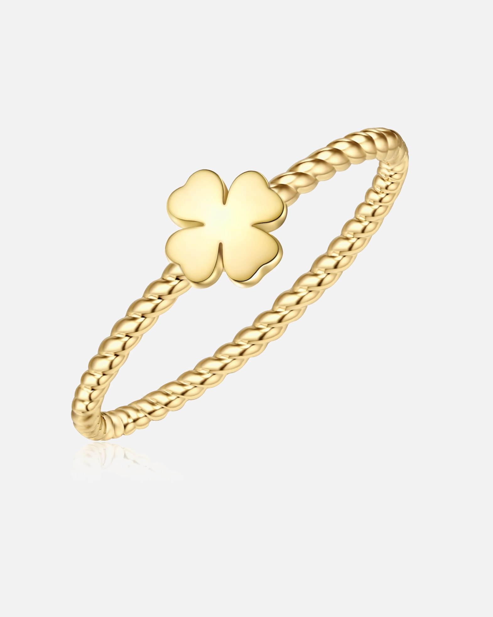 Bague pour Femme Glanzstücke München Bague Feuille de trèfle en Argent sterling en Or jaune 54