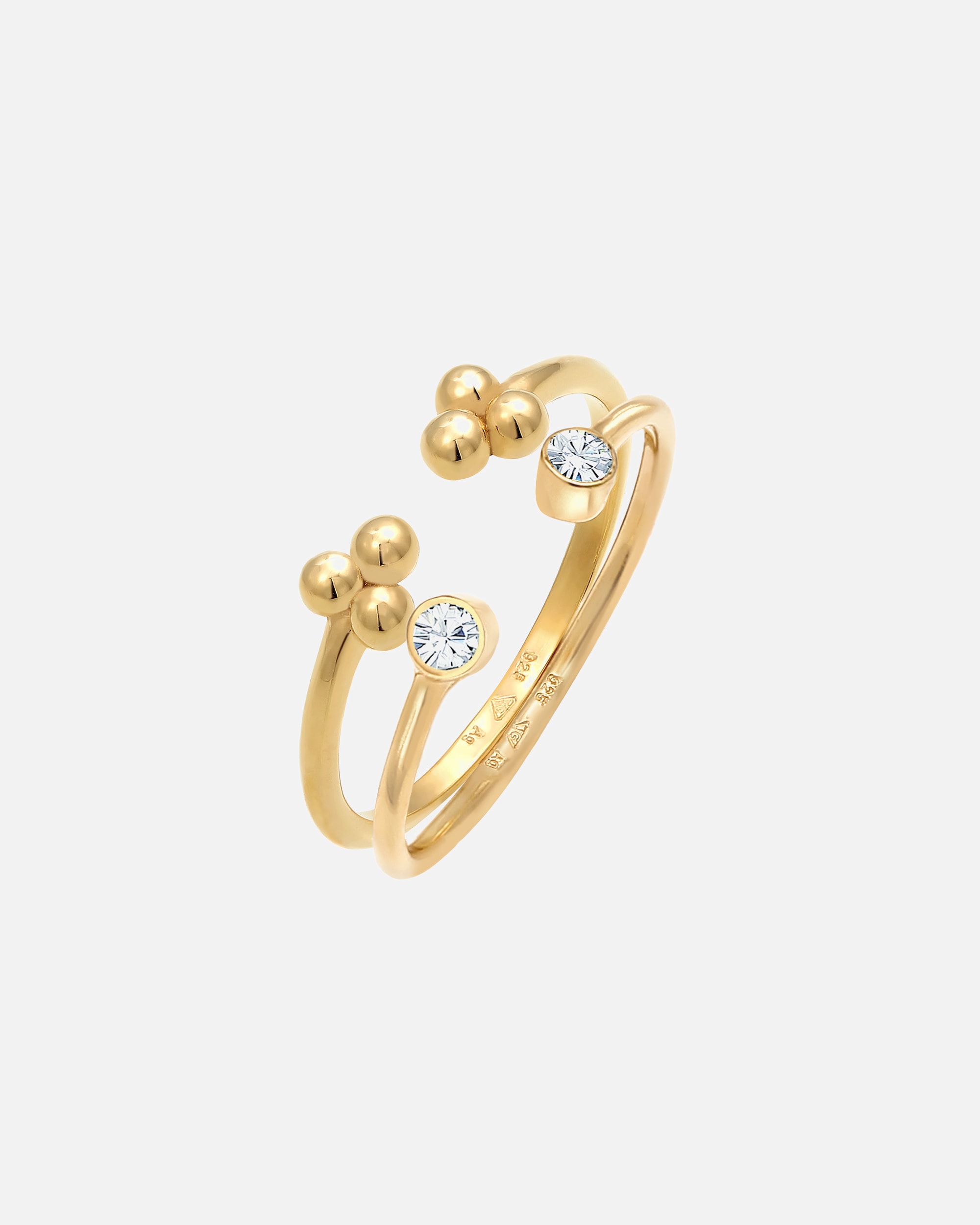 Bague pour Femme Elli Kristall Kugel Elegant Offen Ring Set 925 Silber goldfarben