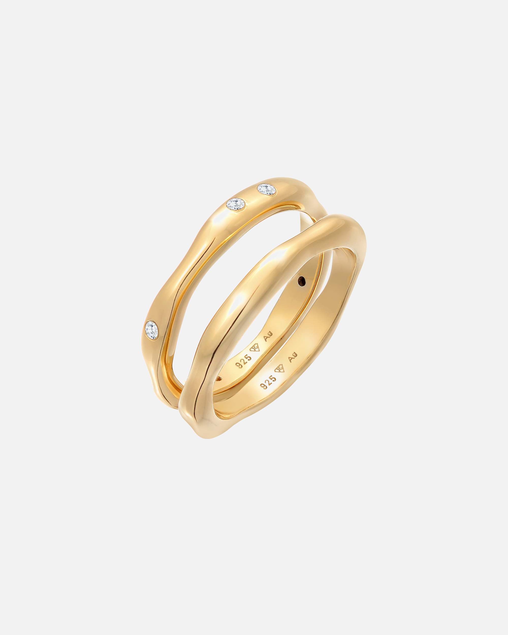 Bague pour Femme Elli Femmes Bande Set de 2 Basique avec Cristaux de Zirconium en argent sterling 925 52