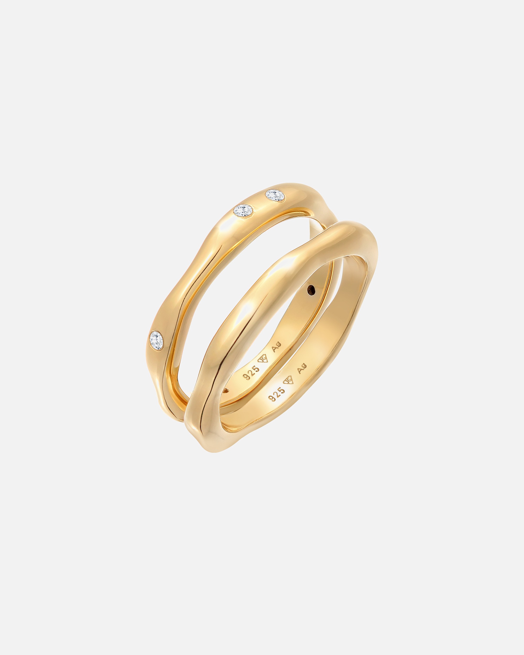 Bague pour Femme Elli Femmes Bande Set de 2 Basique avec Cristaux de Zirconium en argent sterling 925 54