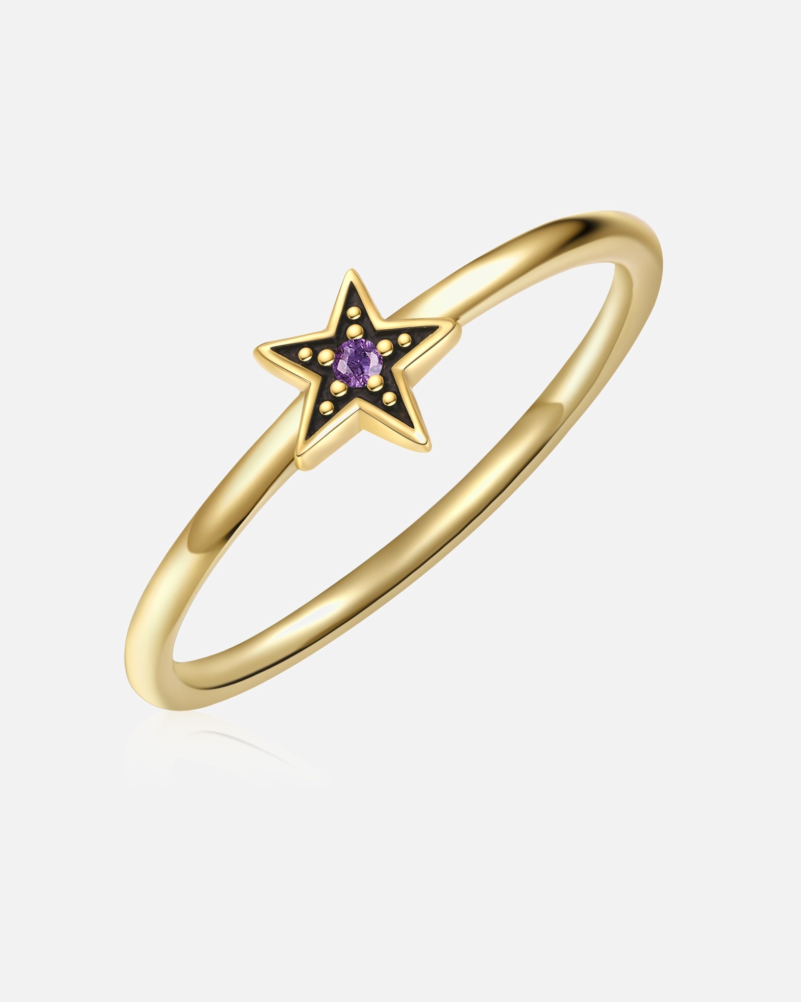 Bague pour Femme Glanzstücke München Bague Étoilé en Argent sterling en Or jaune 58