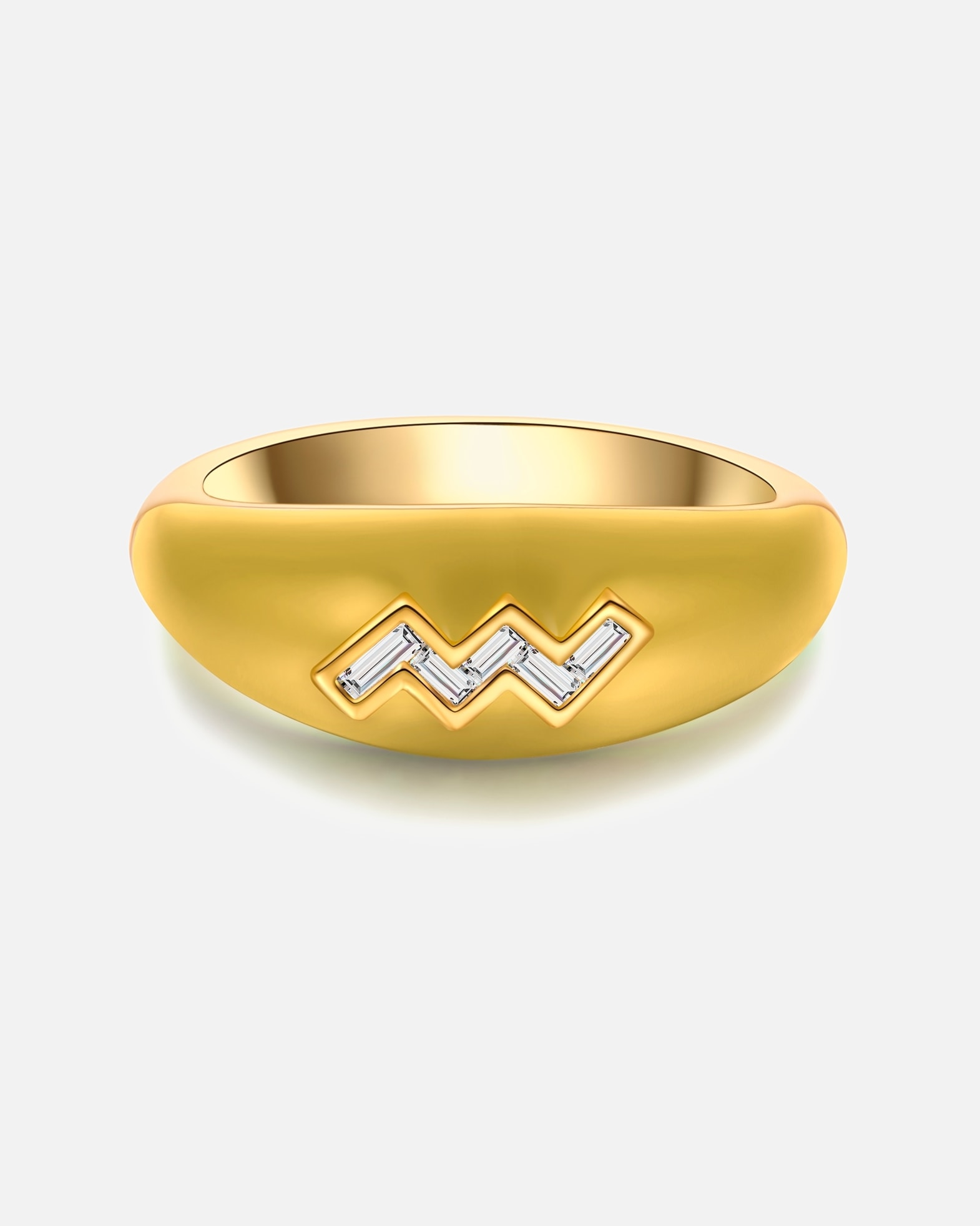 Bague pour Femme Glanzstücke München Bague Zodiaque Verseau en Argent sterling en Or jaune 56