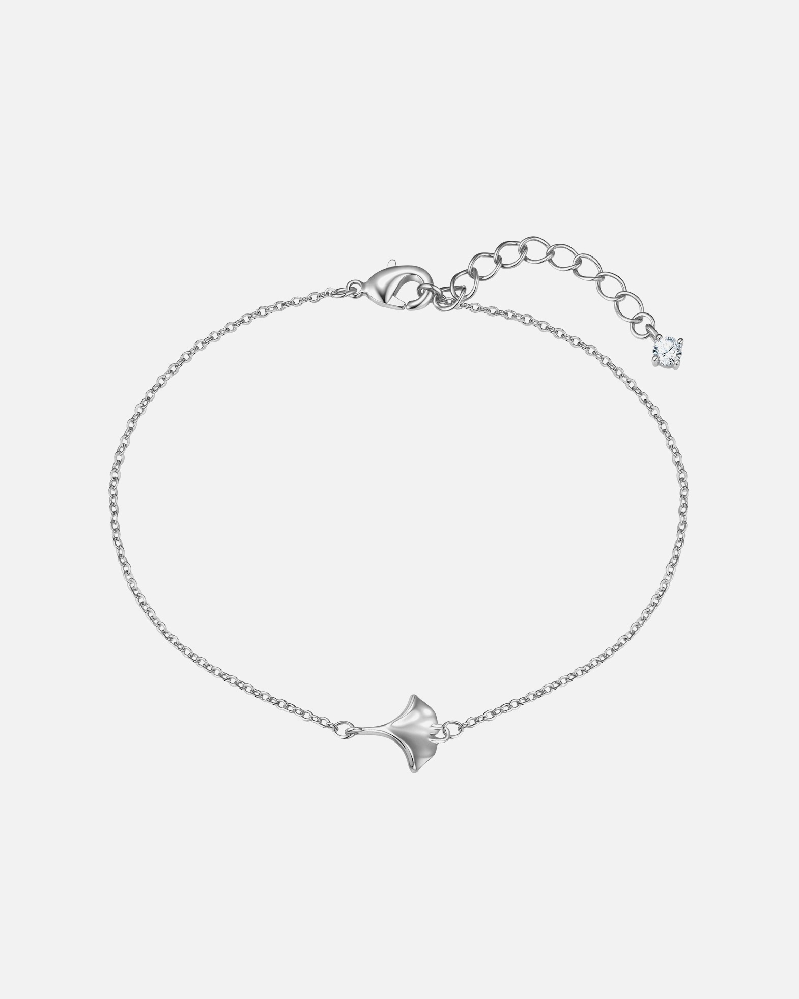 Bracelet pour Femme Lulu & Jane Bracelet Ginkgoblatt en laiton en argent avec zirconium Longueur de base 17,0 + rallonge 3,0 cm