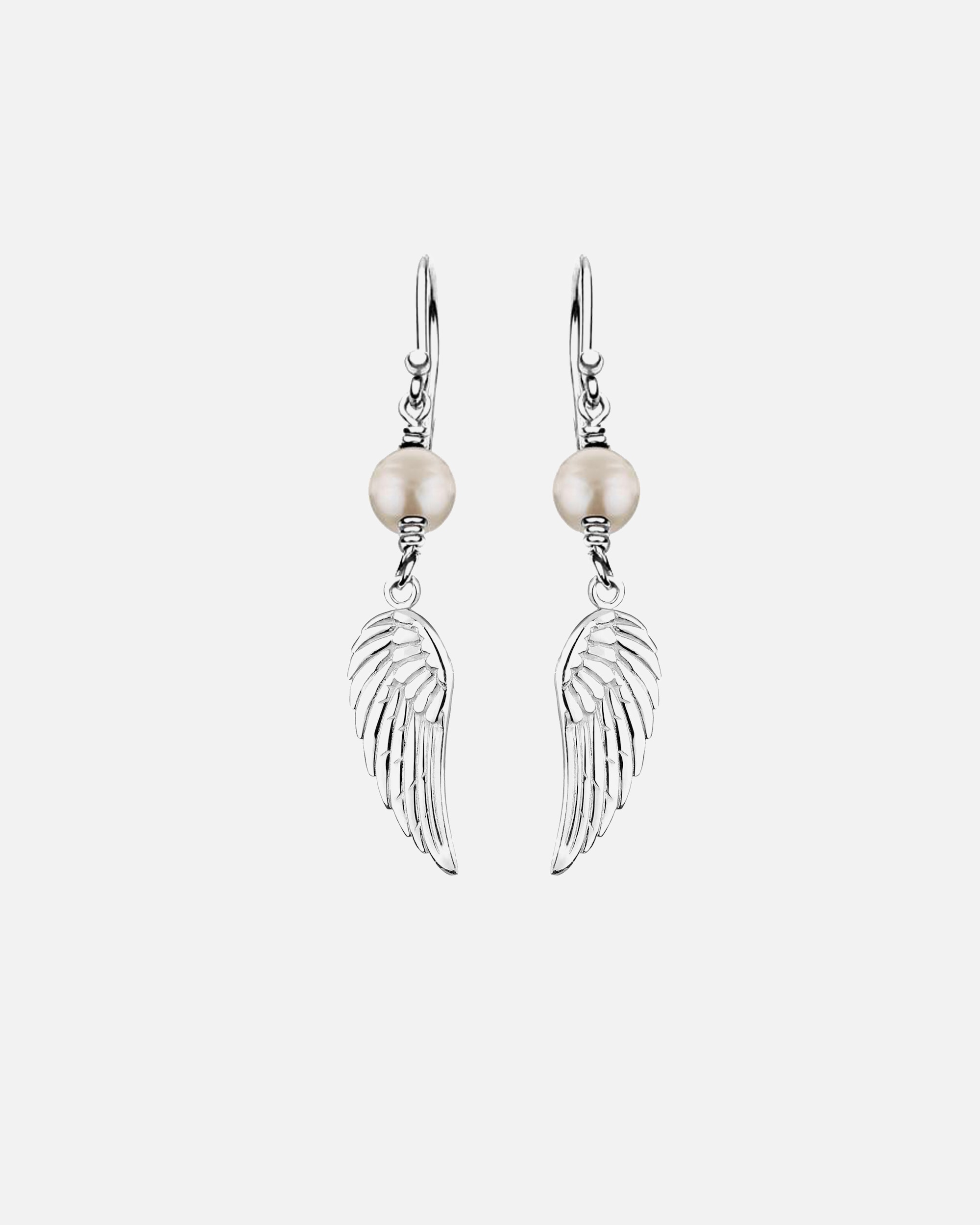 Boucles d'oreilles pour Femme Nenalina Femmes ailes d'ange pendentif d'oreilles avec perle en argent sterling 925 silberfarben