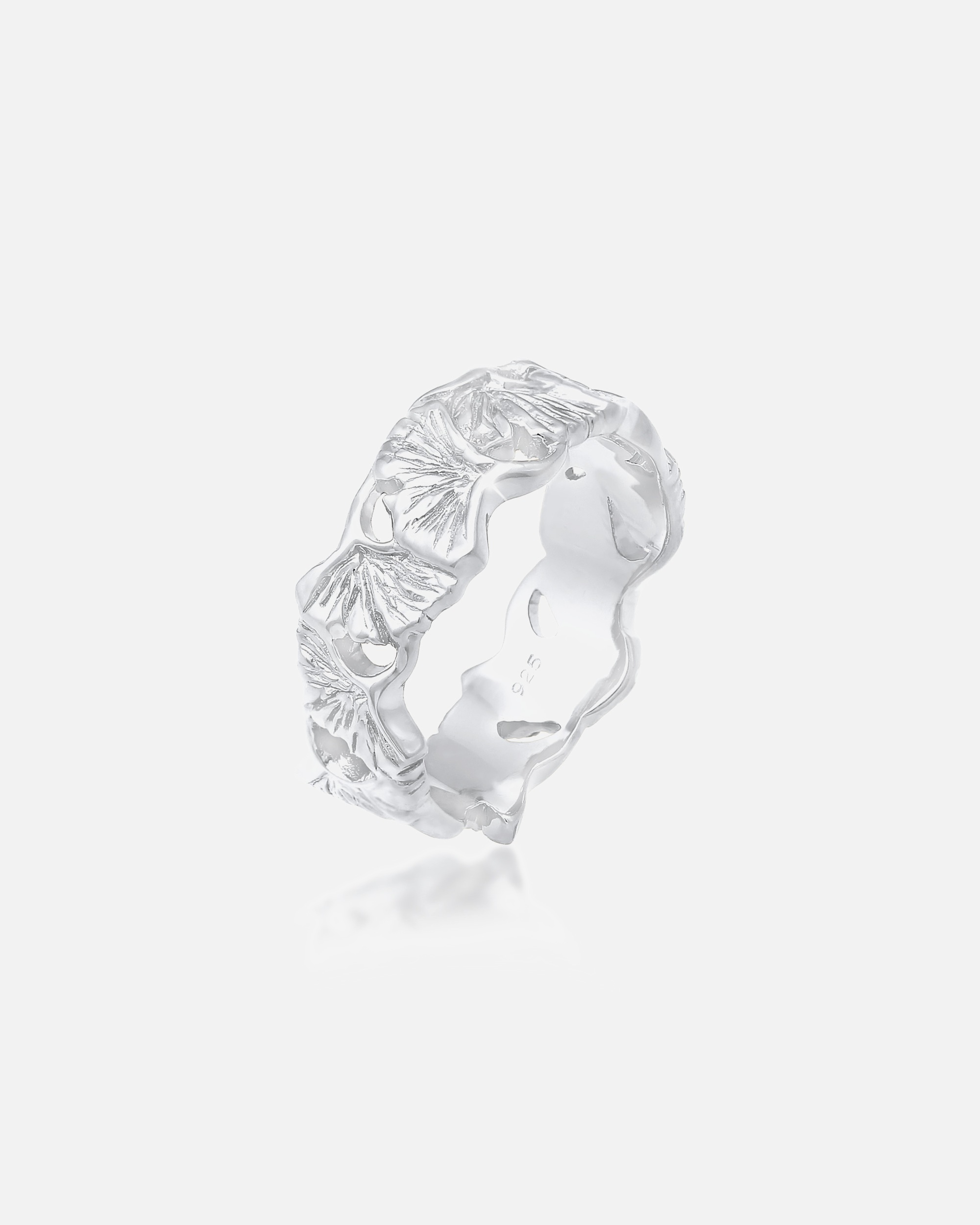 Bague pour Femme Elli Femmes Bande Ginkgo Feuille Tropicale Tendance Été en Argent Sterling 925 Plaqué Or 58