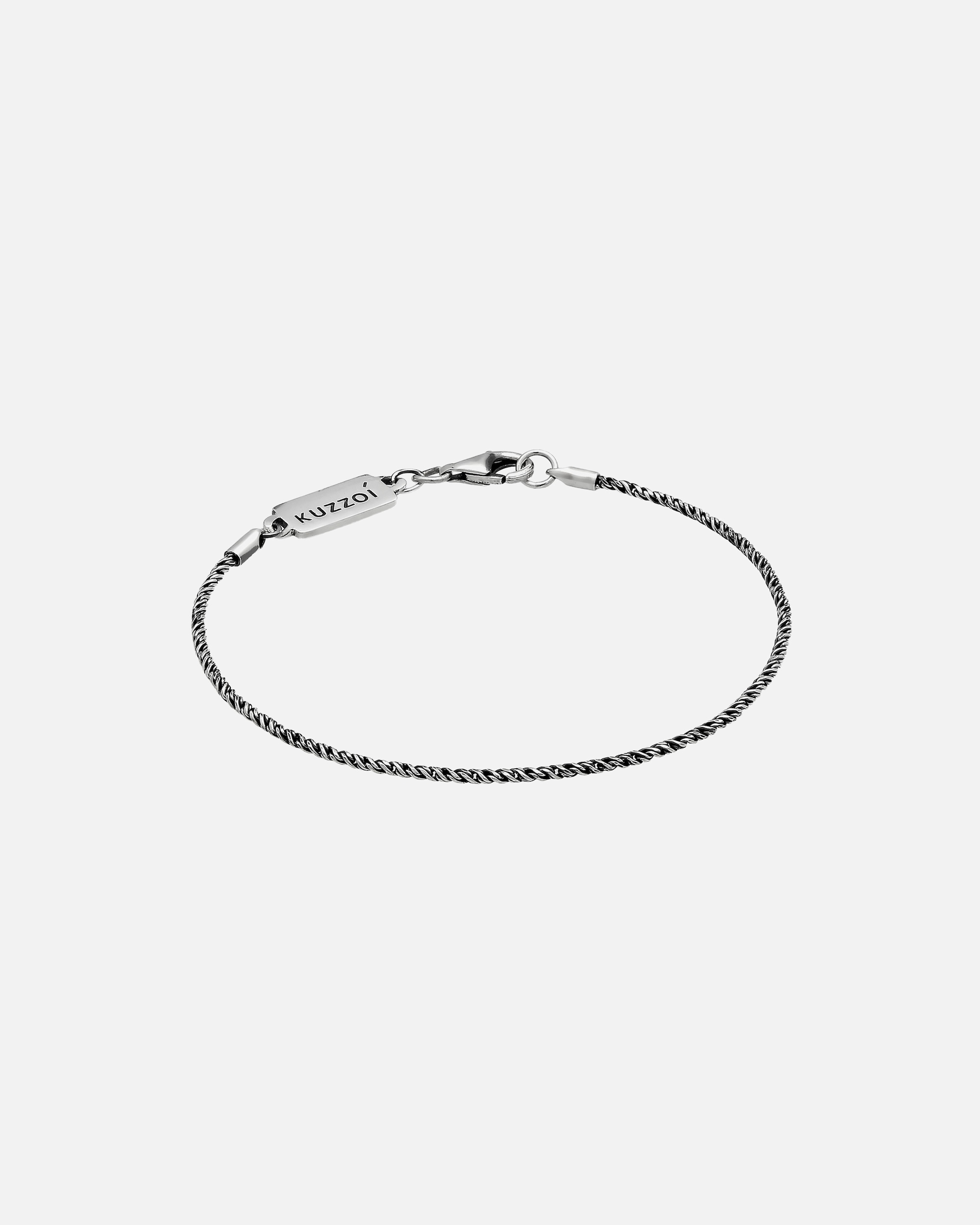 Bracelet pour Homme KUZZOI Collier pour homme avec cordon torsadé Basic Elegant oxydé en argent sterling 925 19