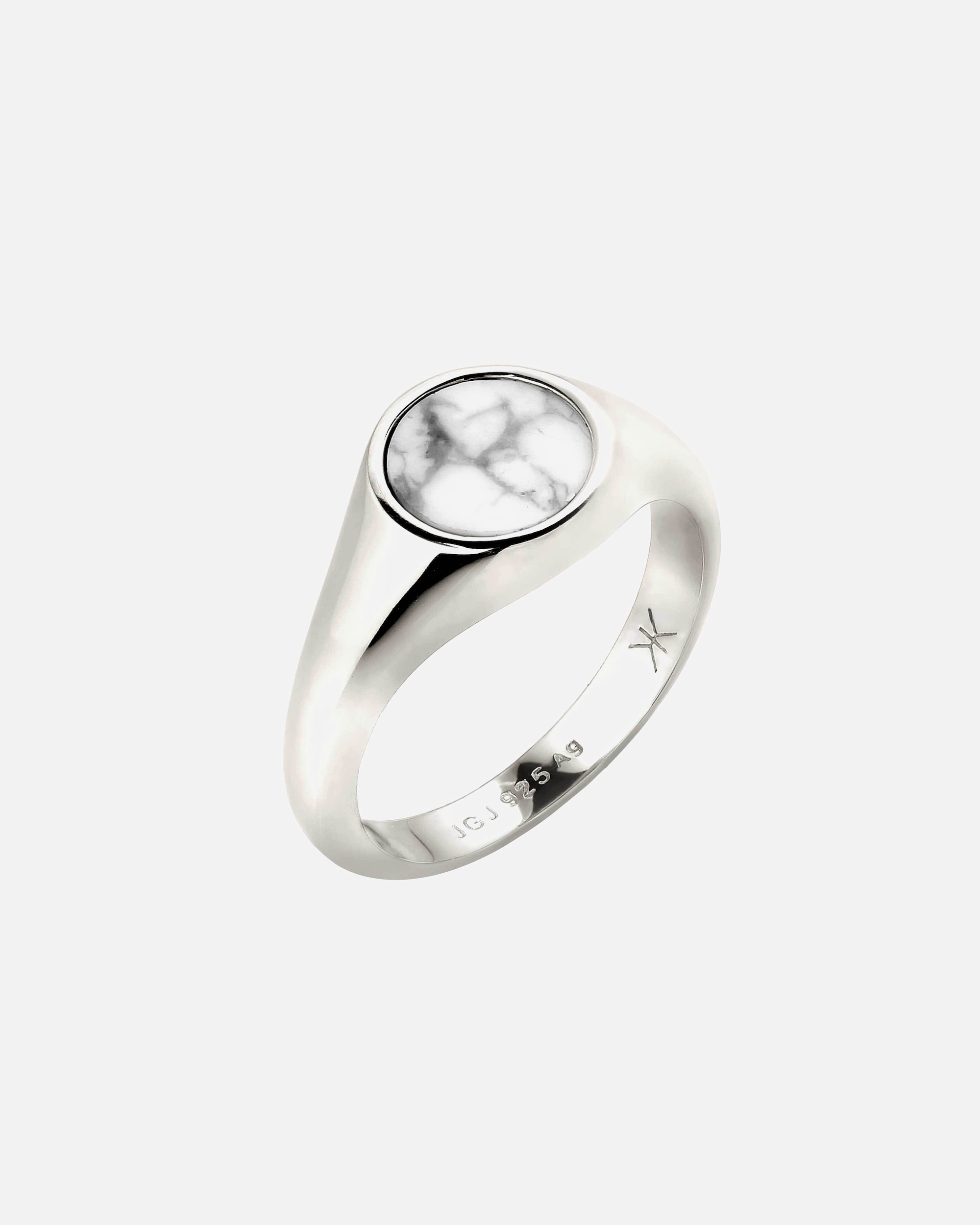 Bague pour Homme KUZZOI Bague Signet Marbre Blanc Blanc 925 Sterling Silver 66
