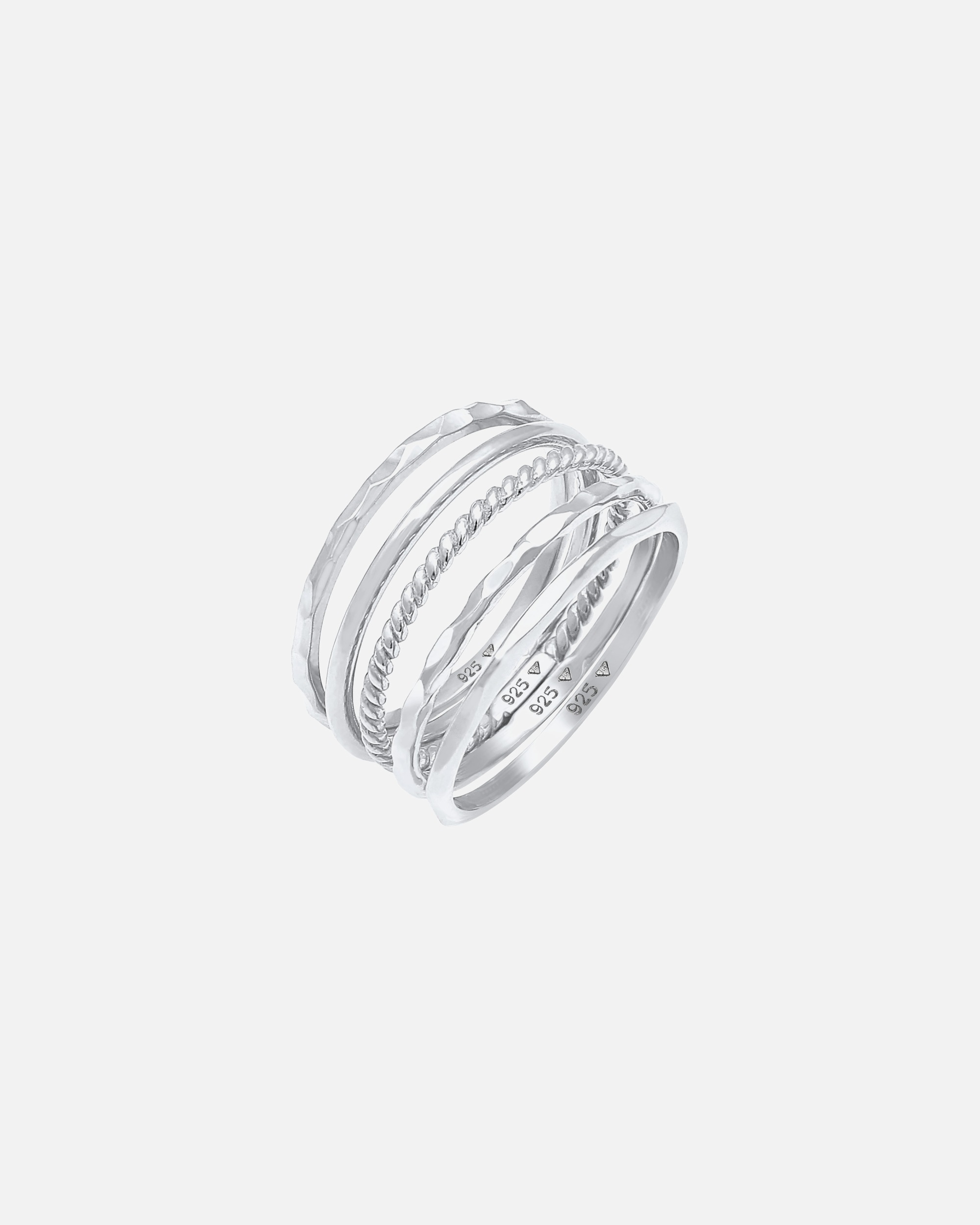 Bague pour Femme Elli Empilement d'Anneaux en bande, Set de 5, Argent 925 56