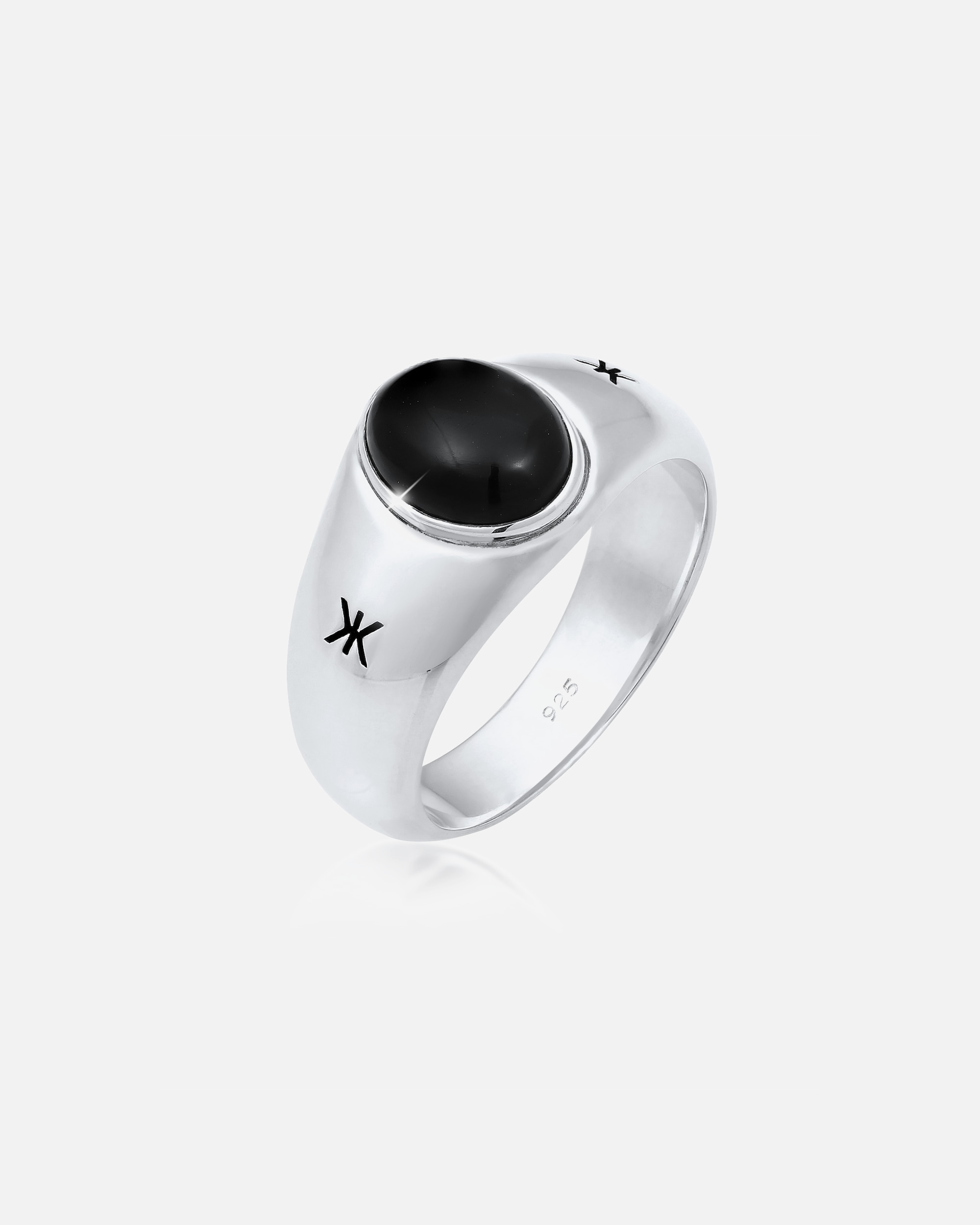 Bague pour Homme KUZZOI Chevalière Onyx Noir Massif Robuste Bague Homme - (925/1000) Argent 60