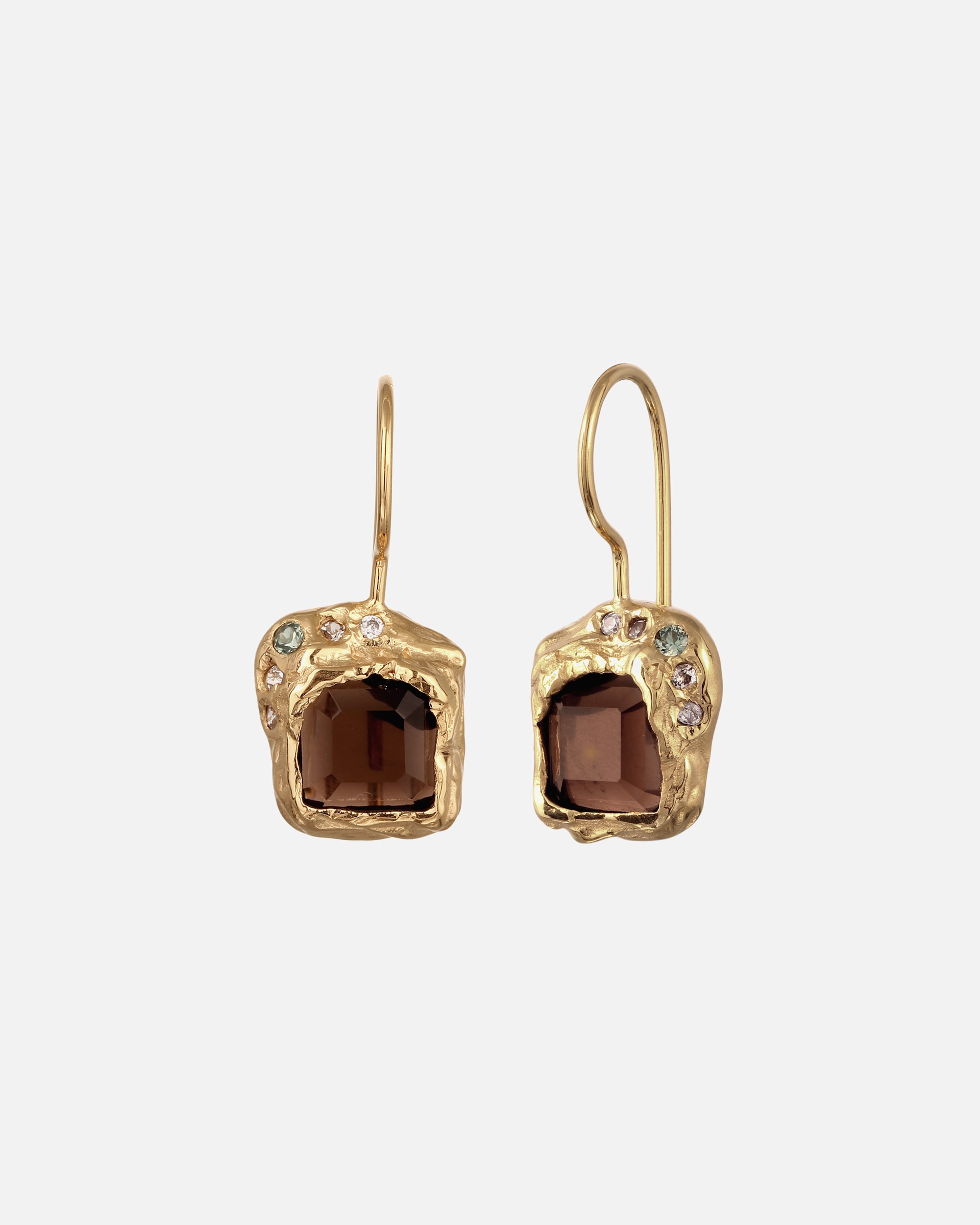 Boucles d'oreilles pour Femme Haze & Glory Default Brand Line Pendantes Courtes Topaze Synthétique Tourmaline Vert 925 Sterling Silver Gold-plated goldfarben