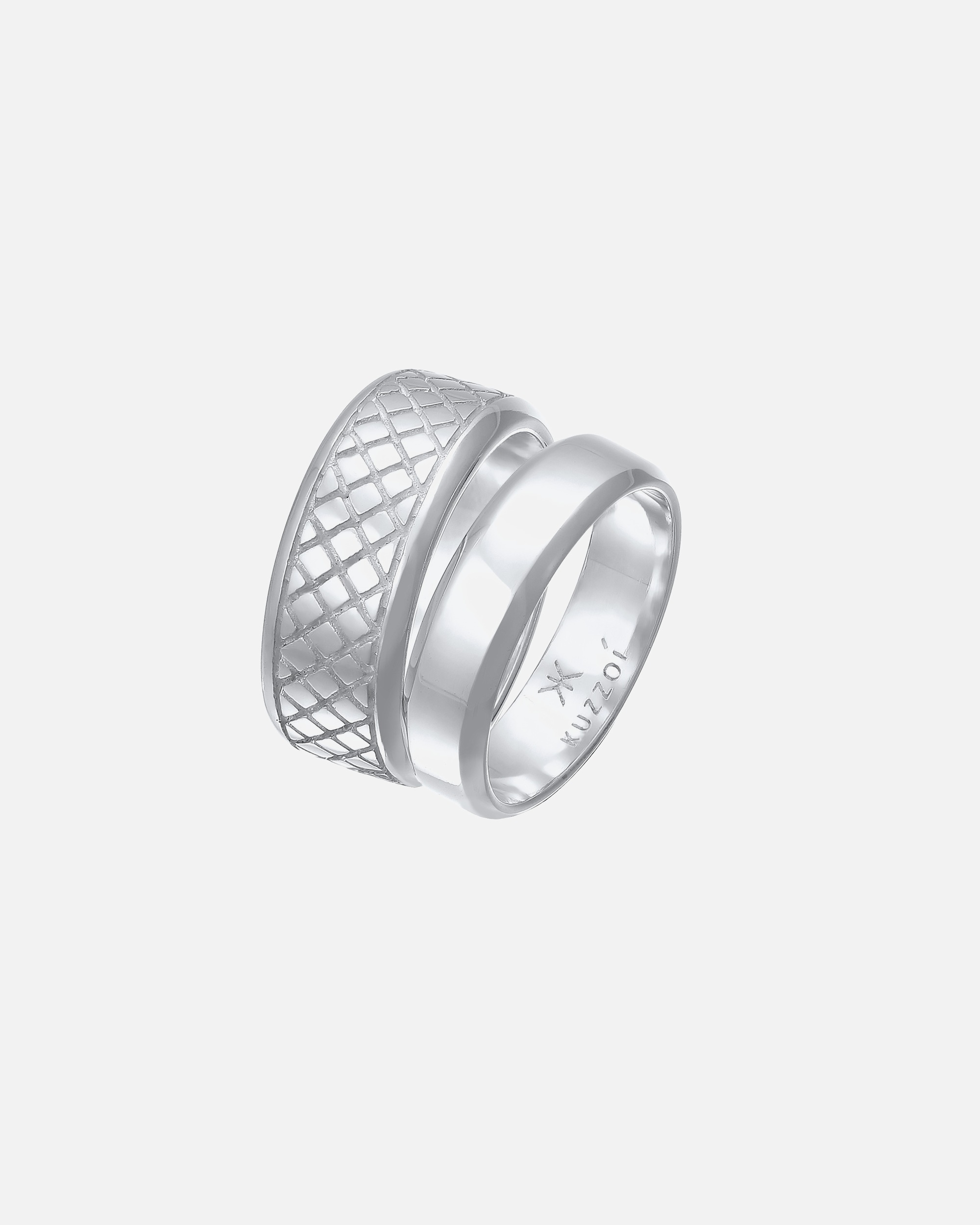 Bague pour Homme KUZZOI Anneau de Ruban Basique pour homme, Set de 2, Argent 925 62