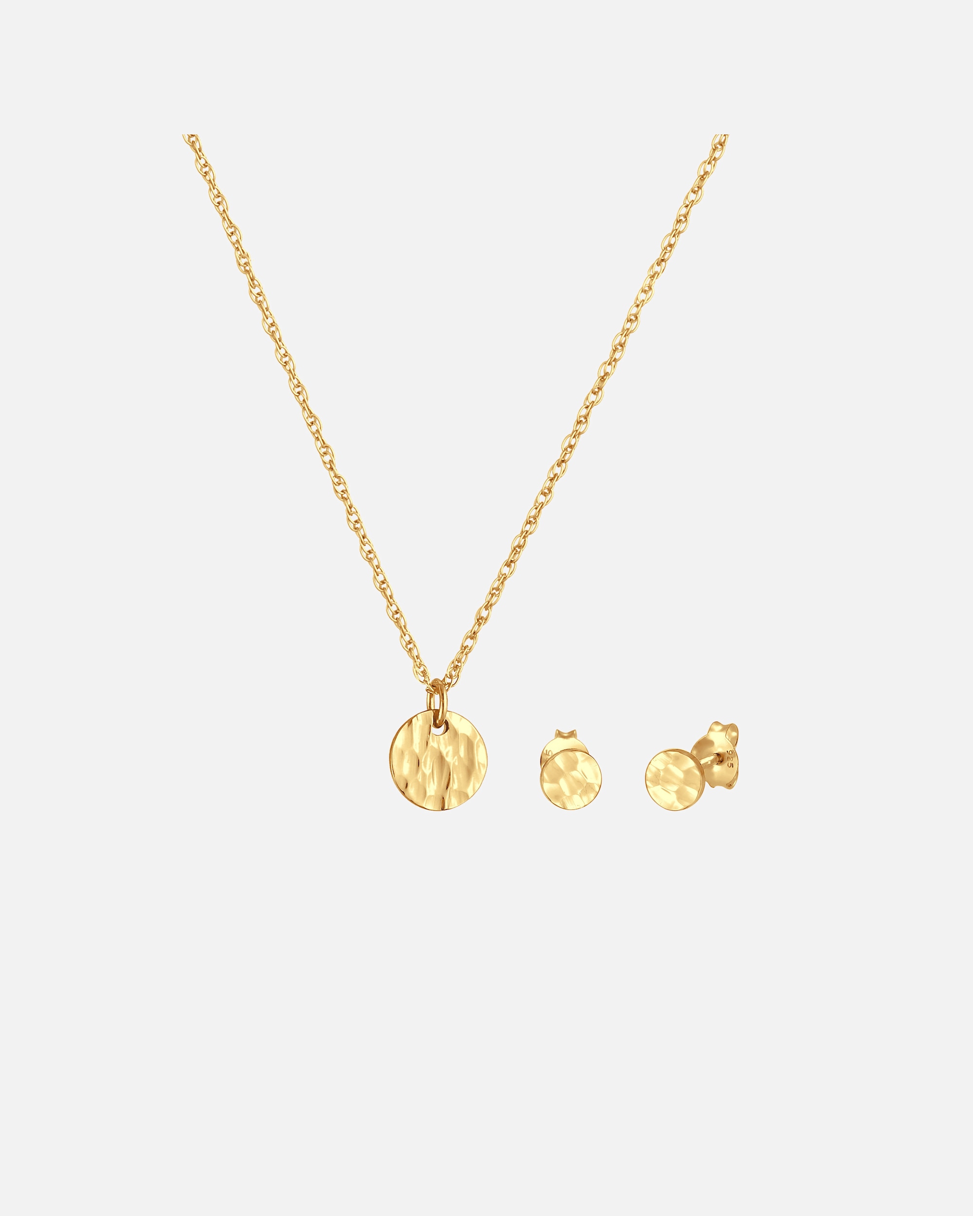 Bijoux pour Femme Elli Collier clous d'oreilles martelé Argent 925 golfarben