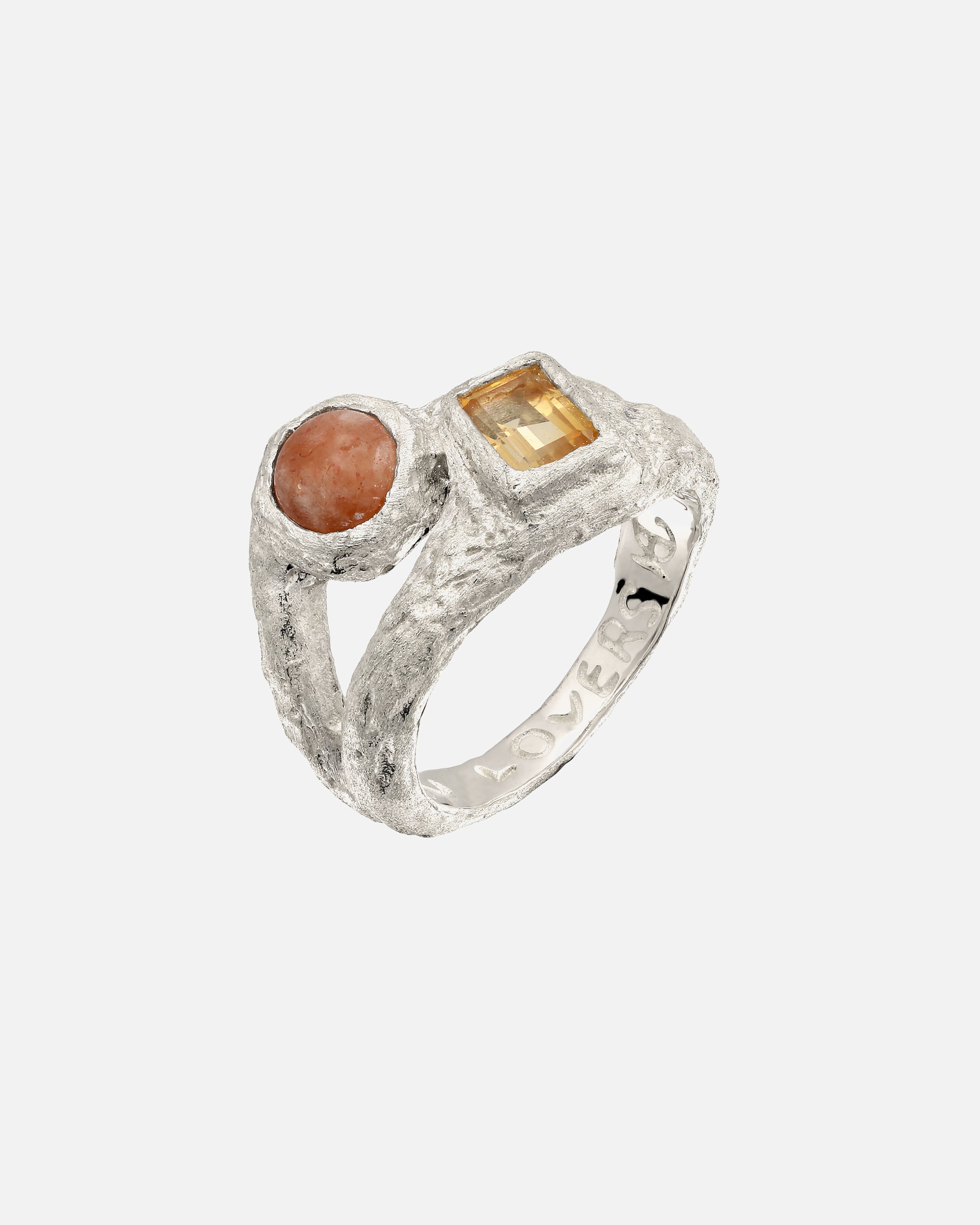 Bague pour Femme Haze & Glory Default Brand Line Bague Cercle Feldspath Orange 925 Sterling Silver 56