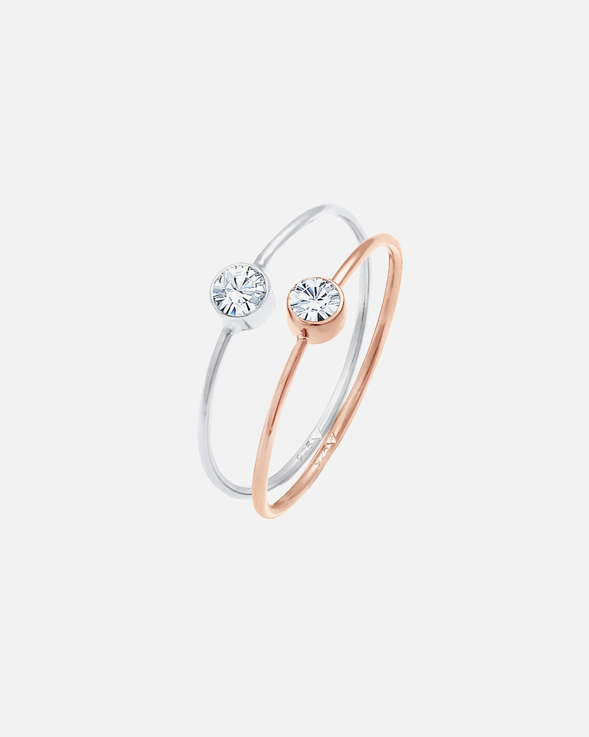 Bague pour Femme Elli Solitaire Set Cristaux 925 Argent Bicolor 44