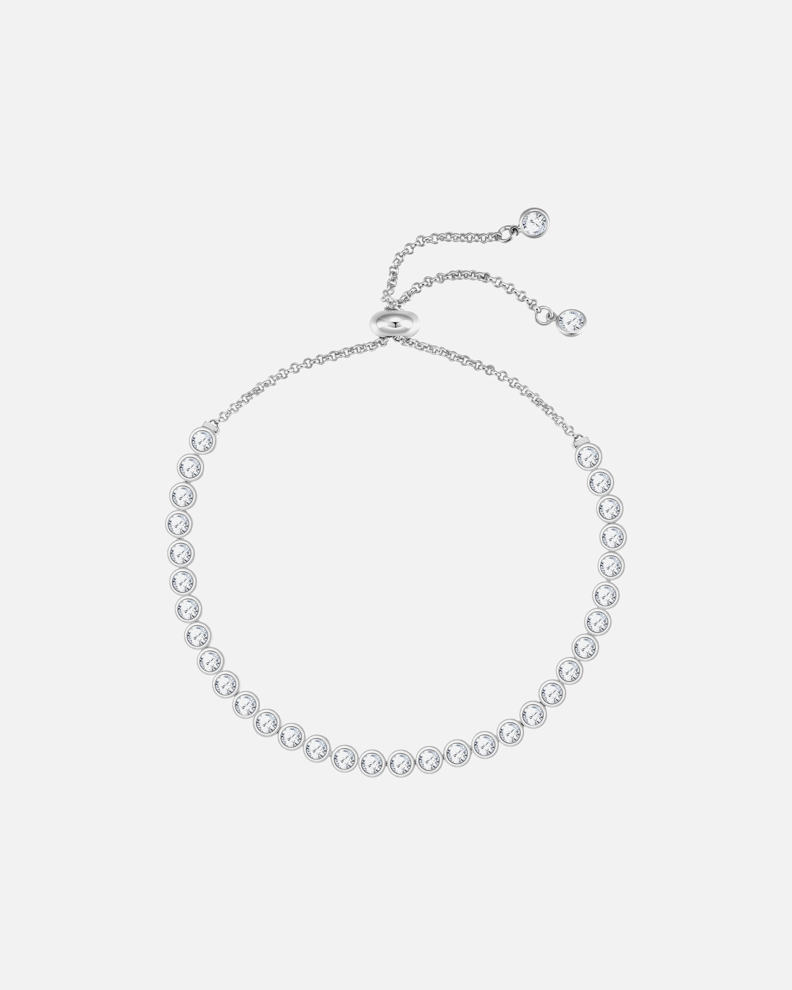 Bracelet pour Femme Lulu & Jane Bracelet en laiton en Argent avec Zircon 24,0 cm, flexibel einstellbar