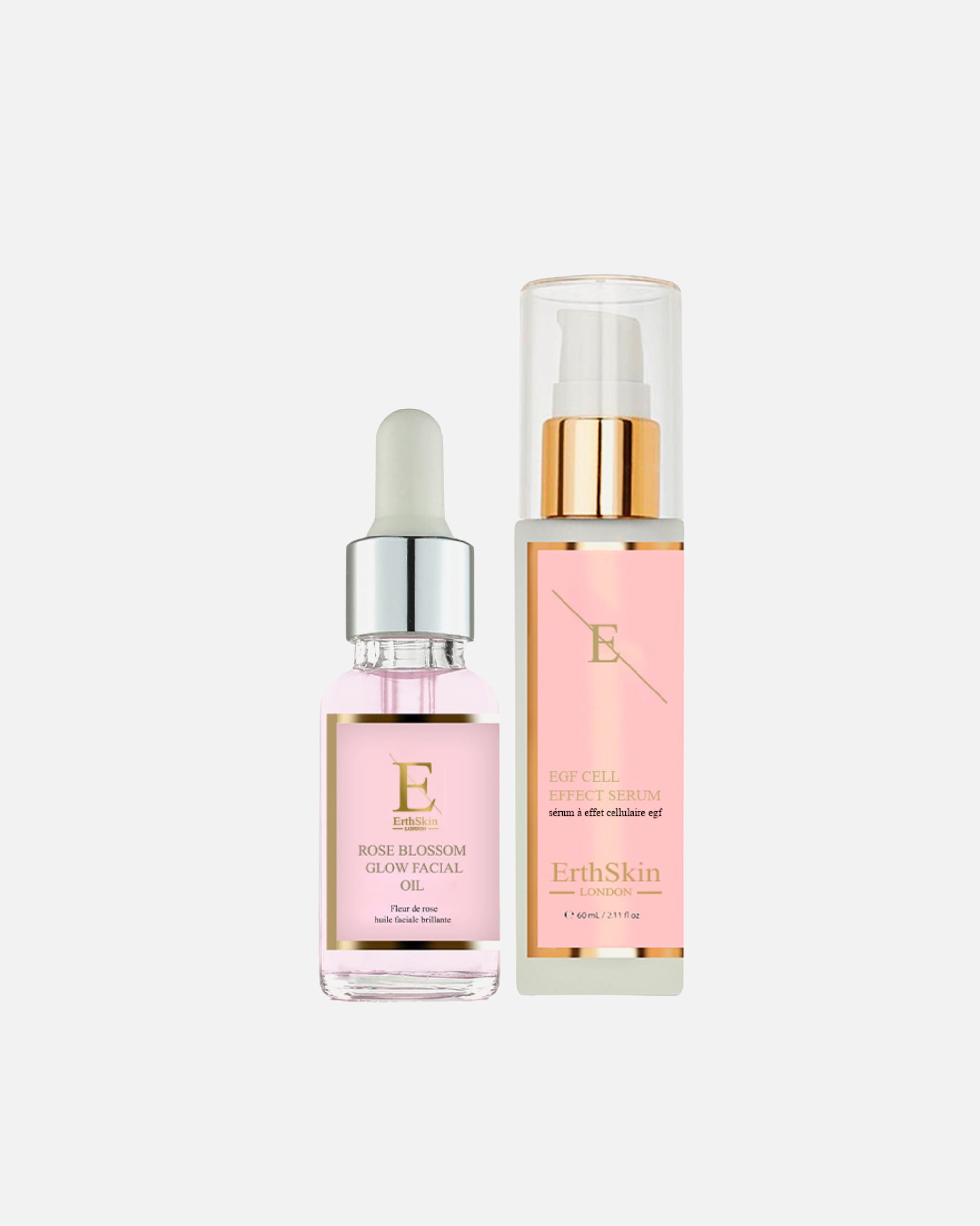 Coffret soin visage pour Femme ErthSkin London Duo Éclat EGF & Rose 1 pièce