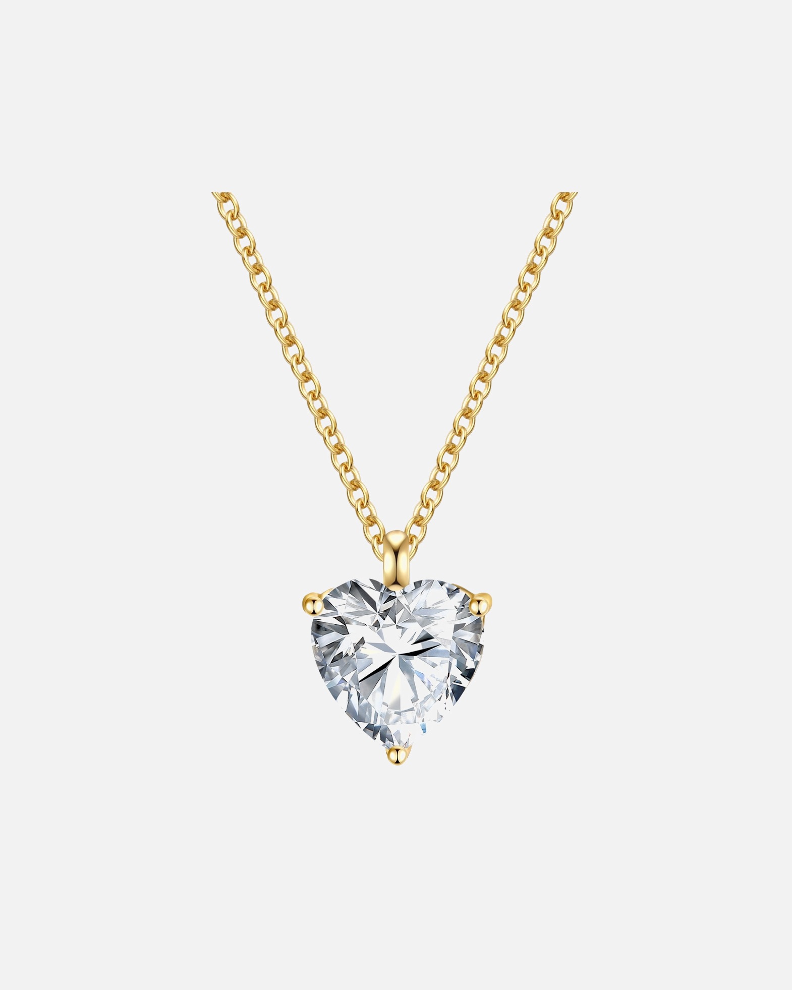 Collier pour Femme Chaîne Coeur en Argent sterling en Or jaune Chaîne de base 42,0 + rallonge de 5,0 cm