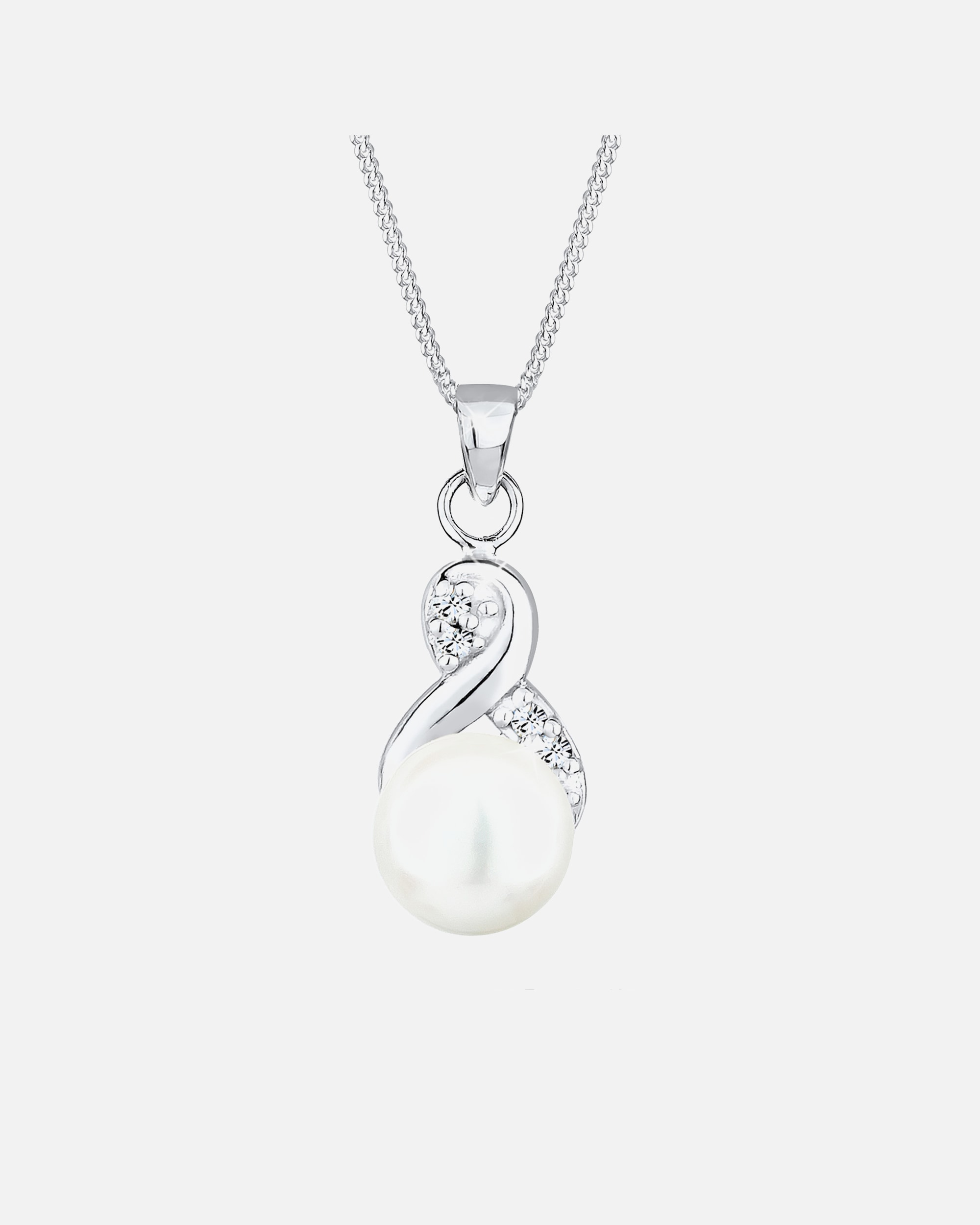 Collier pour Femme Elli Femmes Pendentif Infinité Elégant avec Perle de Culture d'Eau Douce et Cristaux en Argent Sterling 925 Blanc