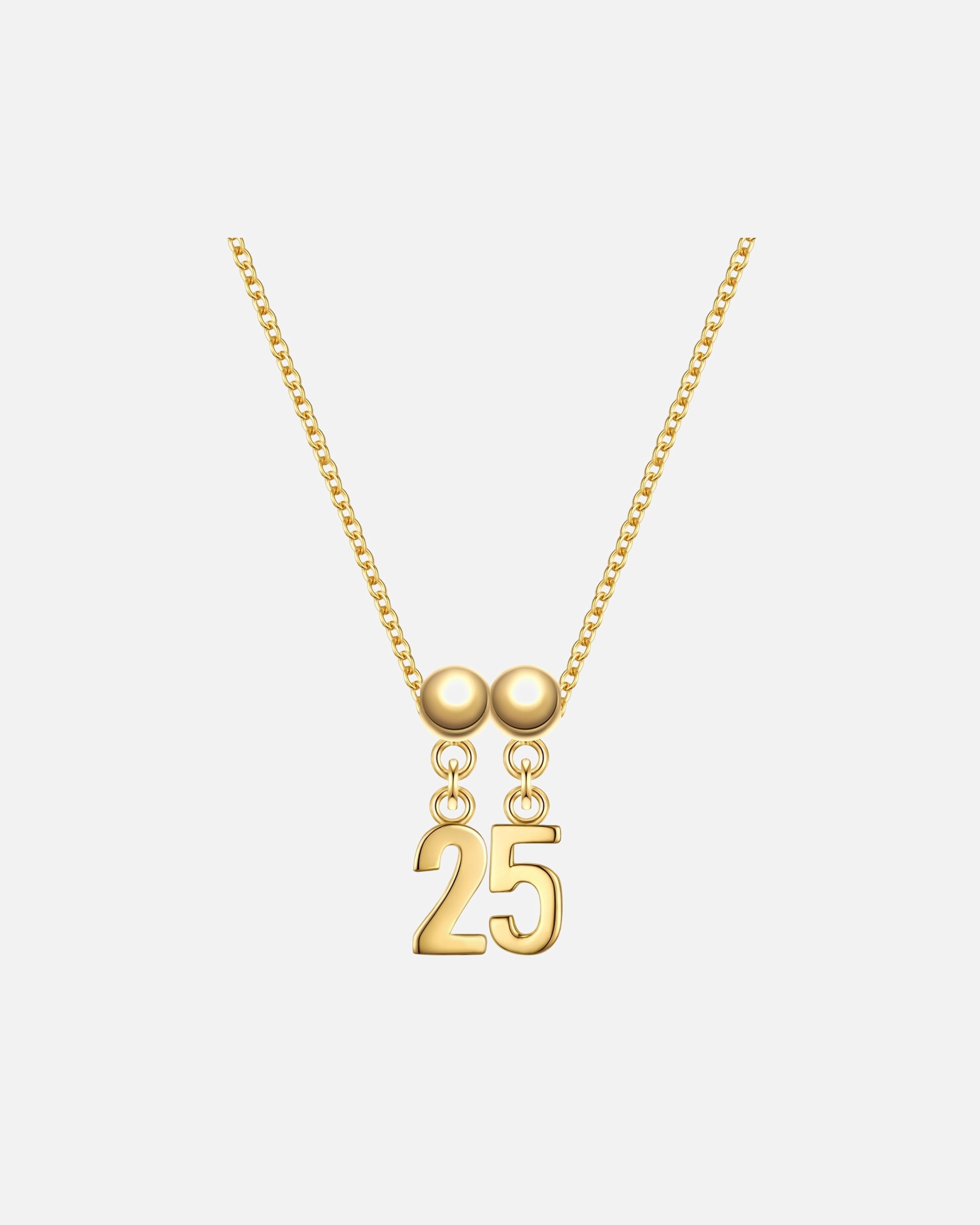 Collier pour Femme Glanzstücke München Set (chaîne + 2 charms) Chiffre 25 en Argent sterling en Or jaune 45,0 cm