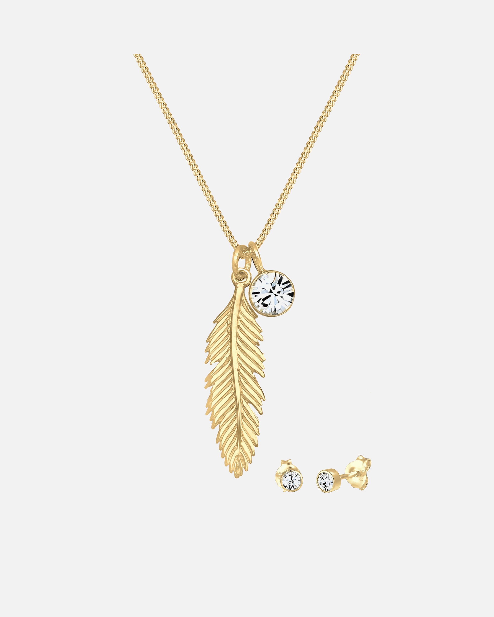 Bijoux pour Femme Elli Set avec pierres Plume Cristaux de verre Blanc 925 Sterling Silver 45 cm