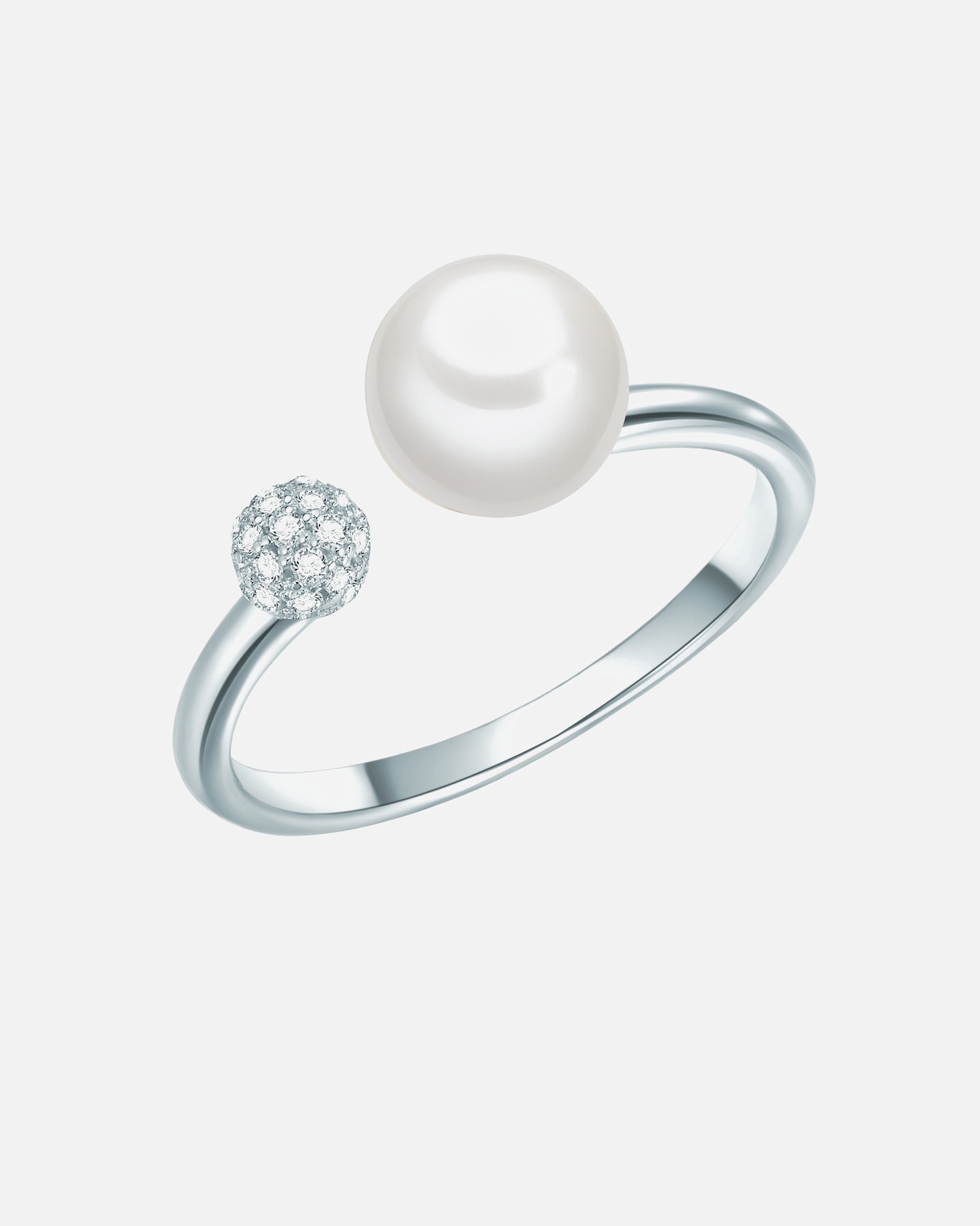 Bague pour Femme Valero Pearls Bague Argent sterling Oxyde de zirconium (CZ) Perle de culture d'eau douce en Argent 60