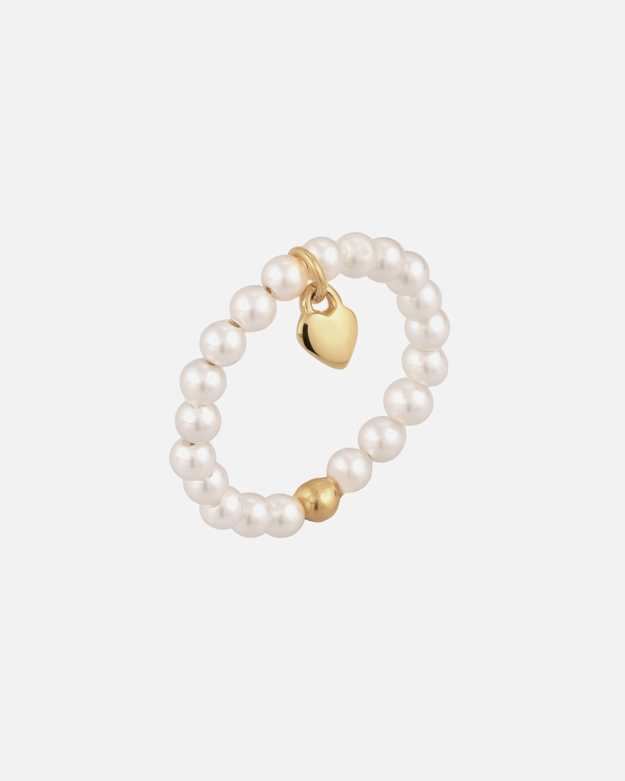 Bague pour Femme Elli Bague Cœur Swarovski Pearl Blanc 925 Sterling Silver Gold-plated 56