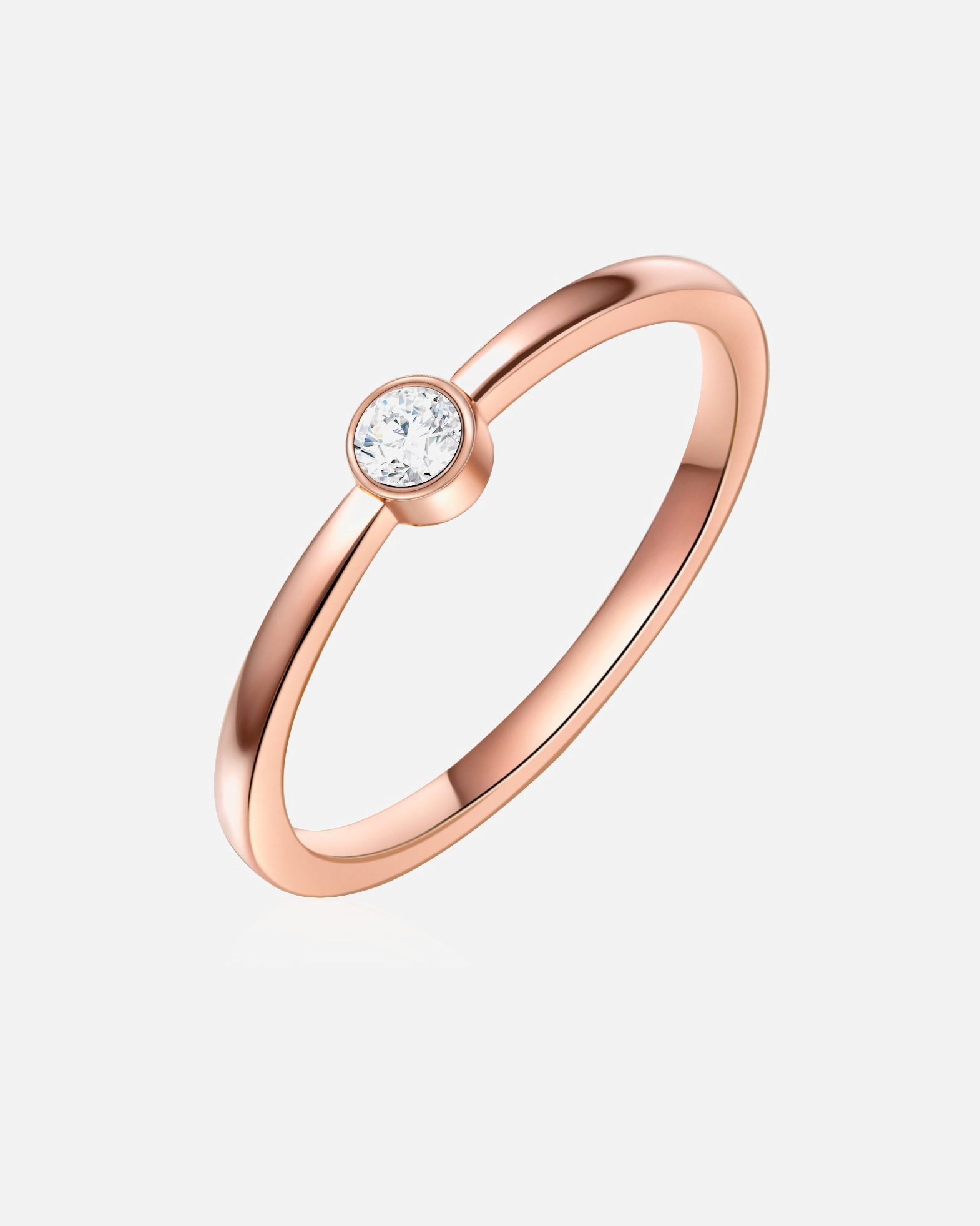 Bague pour Femme Eastside Bague en acier inoxydé Acier inoxydable Oxyde de zirconium (CZ) en Or rose 56