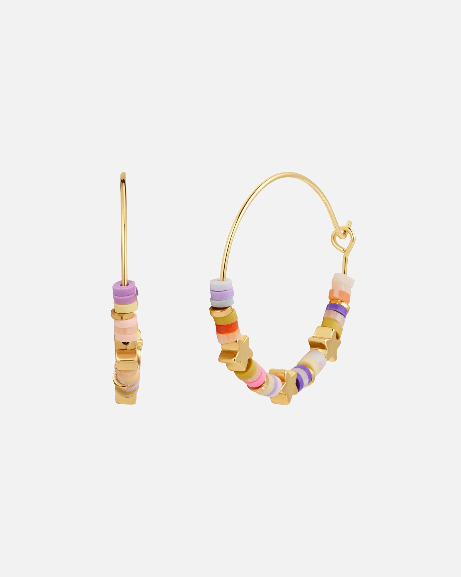 Créoles pour Femme Yokoamii Boucles d´oreilles Étoiles en Laiton en Or jaune 32,2 mm