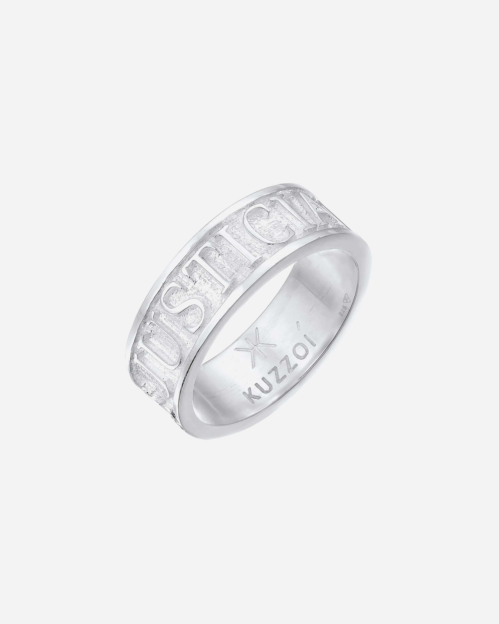 Bague pour Homme KUZZOI Herren Bandring Schriftzug 925 Silber oxidiert 64