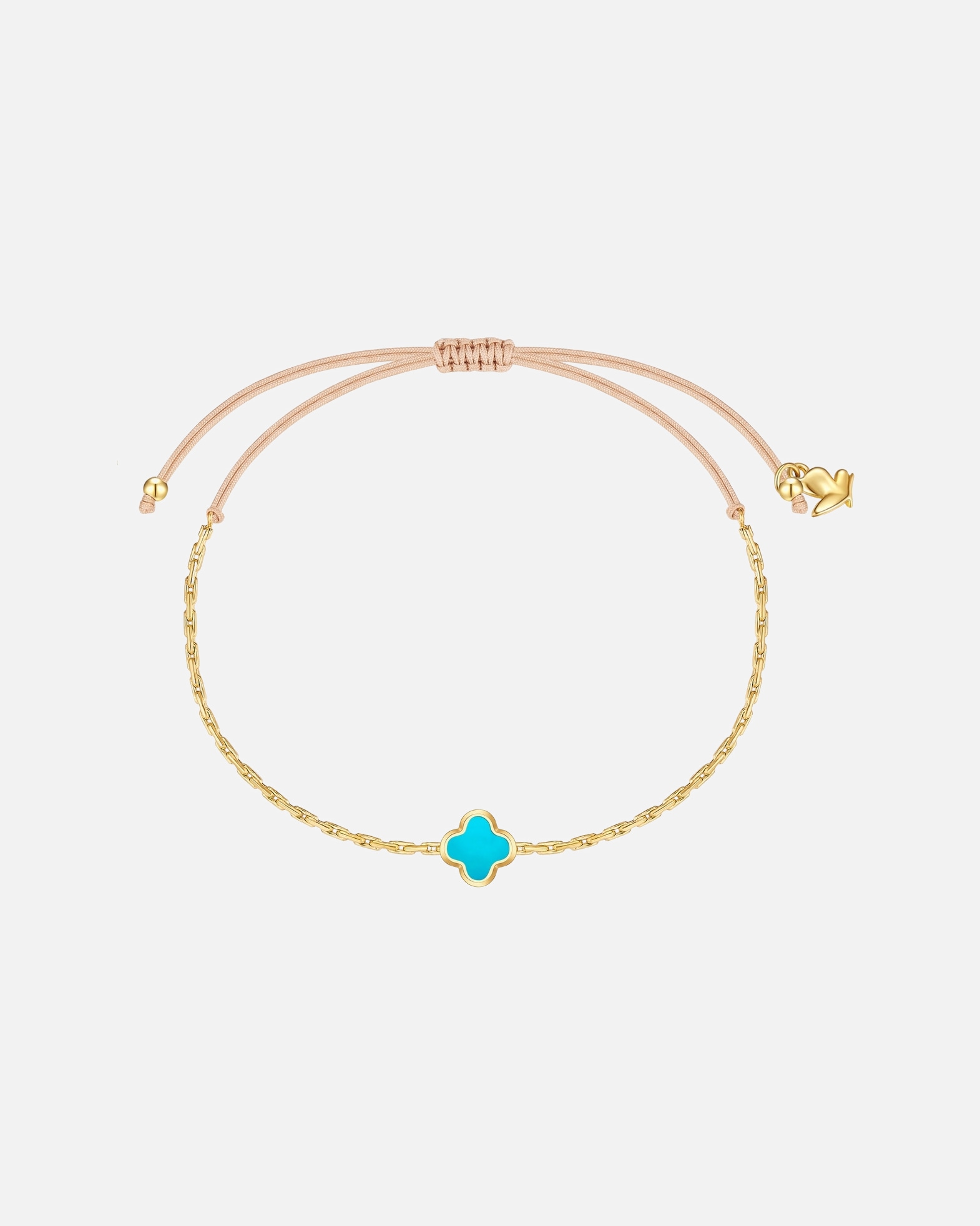 Bracelet pour Femme Glanzstücke München Bracelet trèfle en acier inoxydable en or jaune avec turquoise (synth.) Réglable 15,0 - 22,0 cm