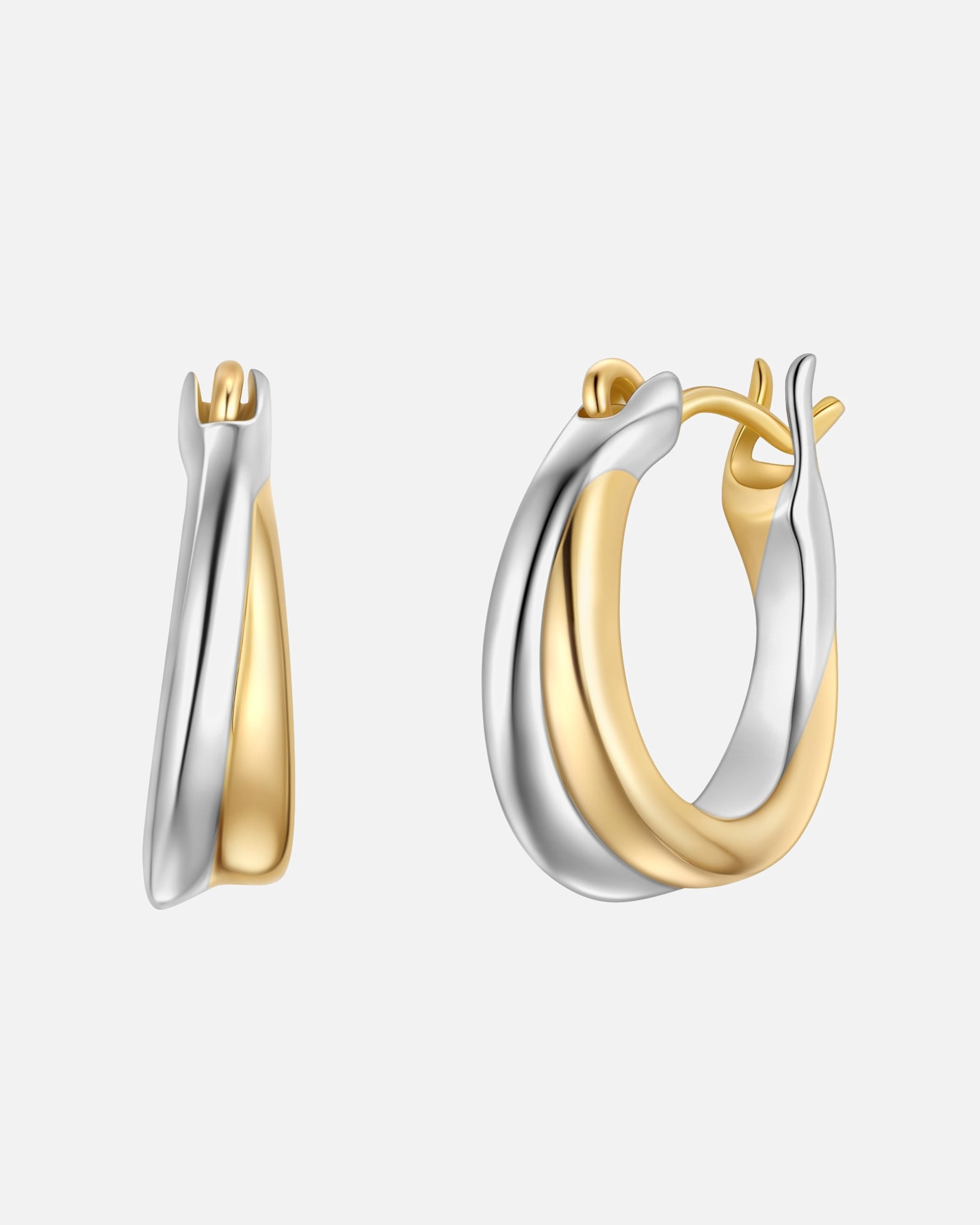 Créoles pour Femme Glanzstücke München Créoles en argent sterling en or jaune 14,2 mm