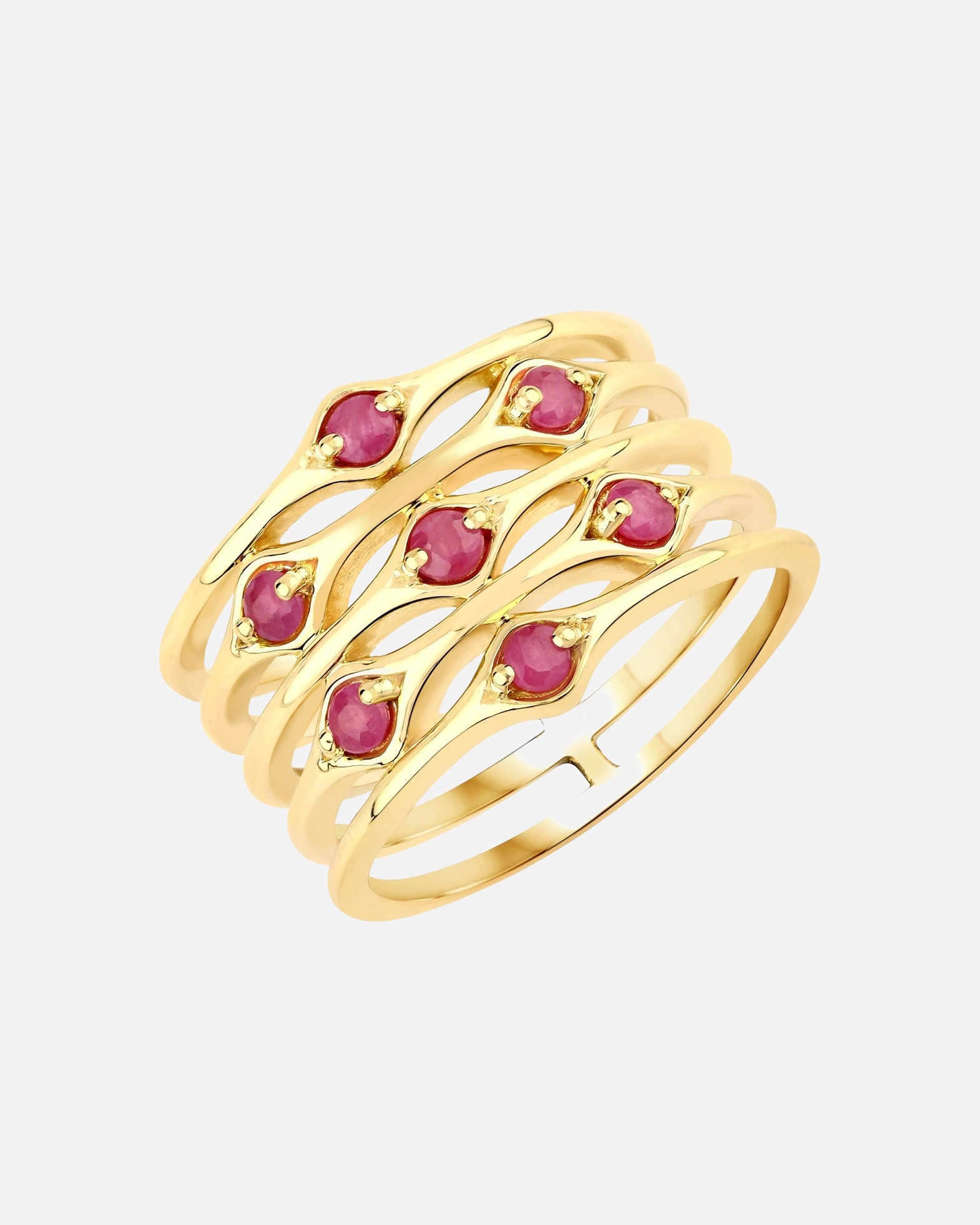 Bague pour Femme Rafaela Donata Bague Argent sterling Rubis en Or jaune 52