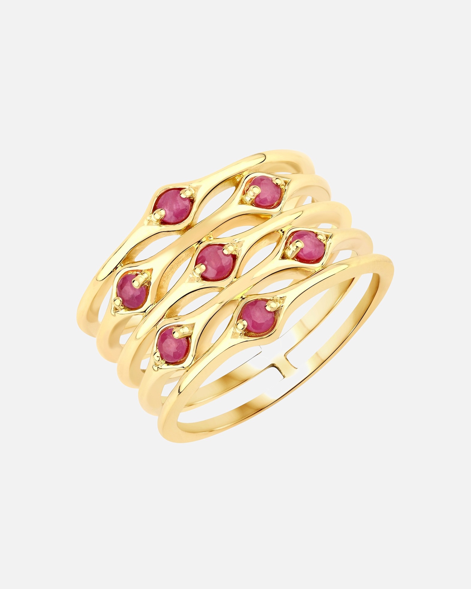 Bague pour Femme Rafaela Donata Bague Argent sterling Rubis en Or jaune 54