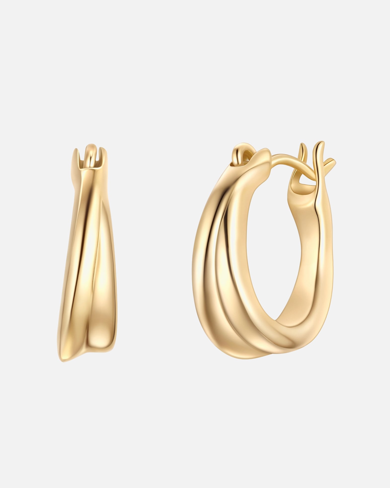 Créoles pour Femme Glanzstücke München Créoles en argent sterling en or jaune 14,2 mm
