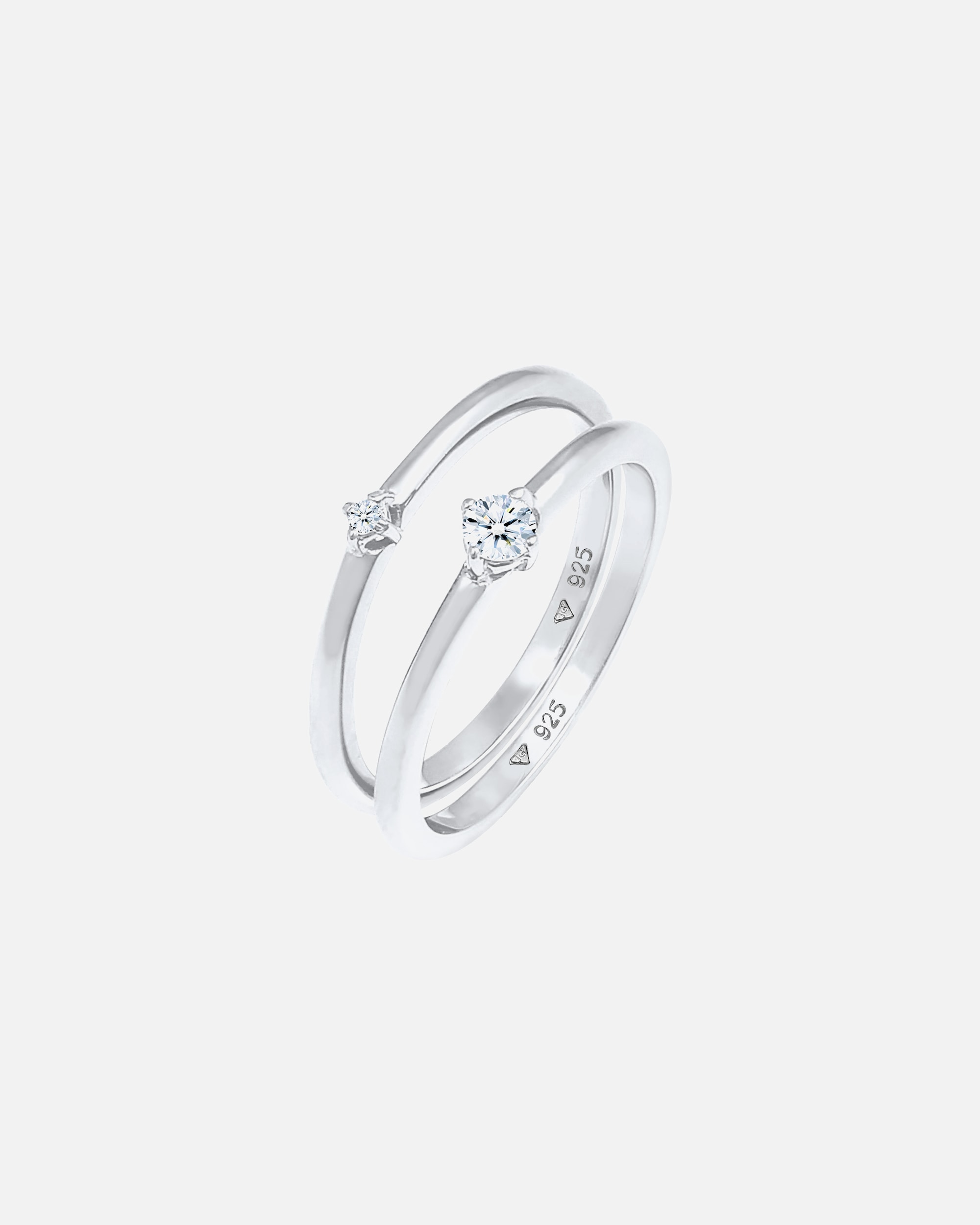 Bague pour Femme Elli DIAMONDS Solitaire pour dames classique élégant avec diamants (0,13 ct.) en argent sterling 925 58