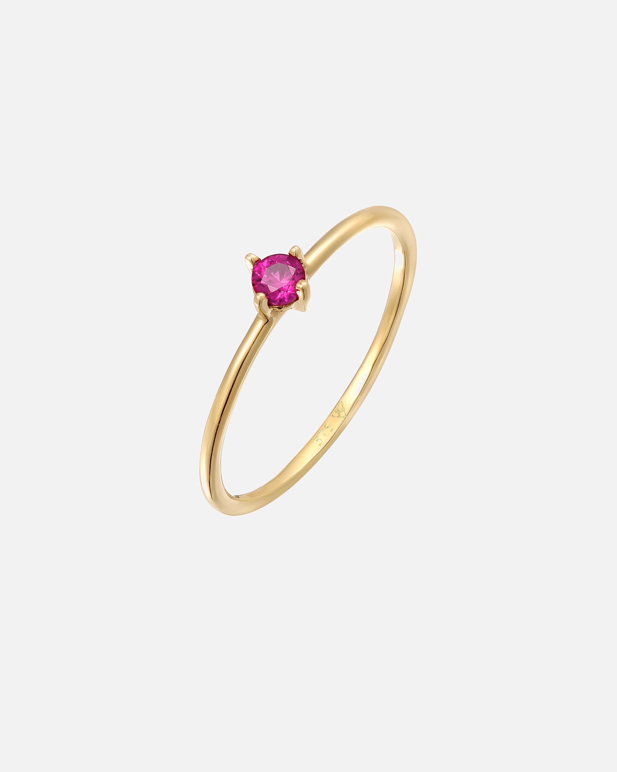 Bague pour Femme Elli PREMIUM Bague Synthétique Ruby Rose Diamant 375 Yellow Gold 54