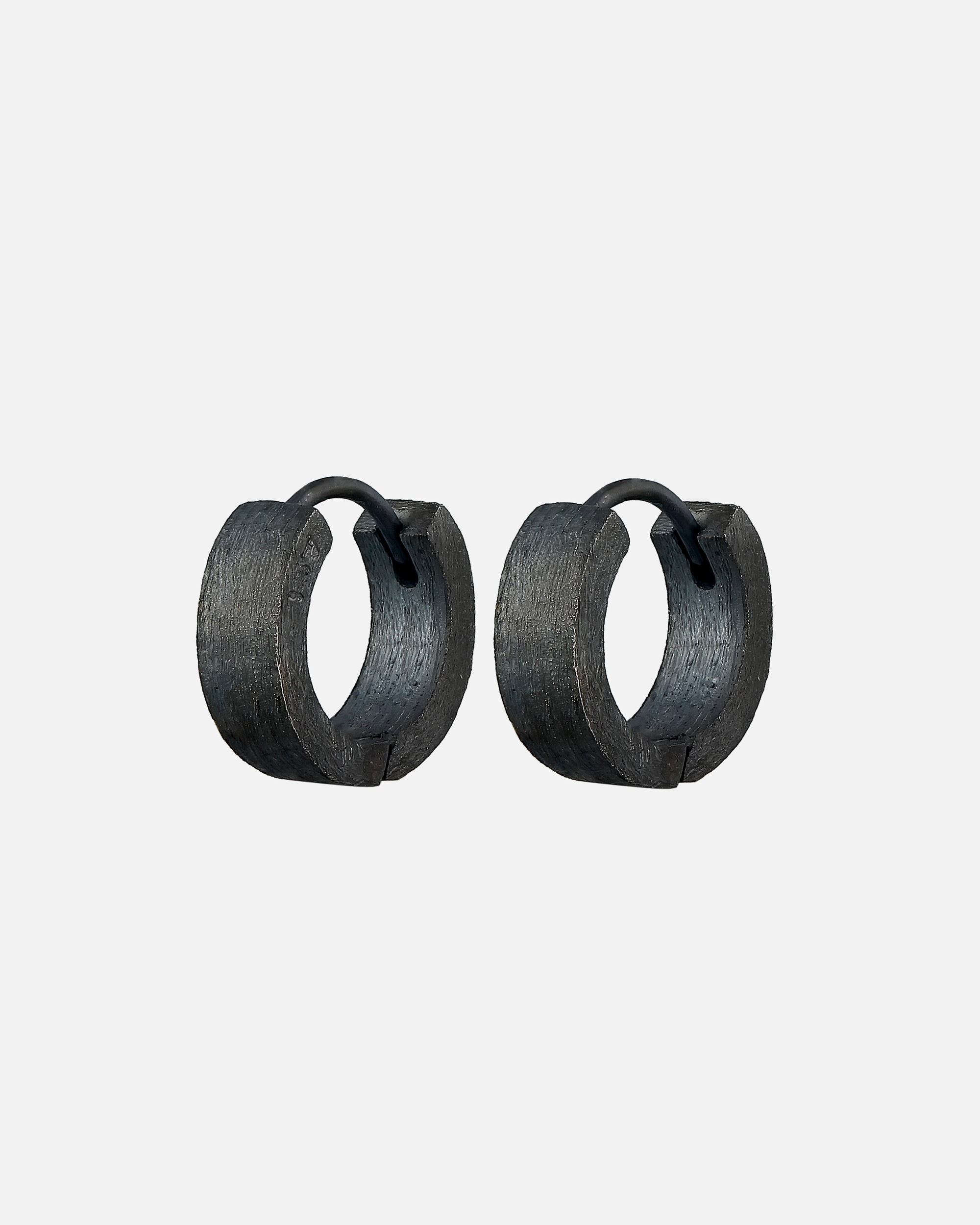 Boucles d'oreilles pour Homme KUZZOI Mens Creoles Matt Trend Robust en argent sterling 925 plaqué or Noir