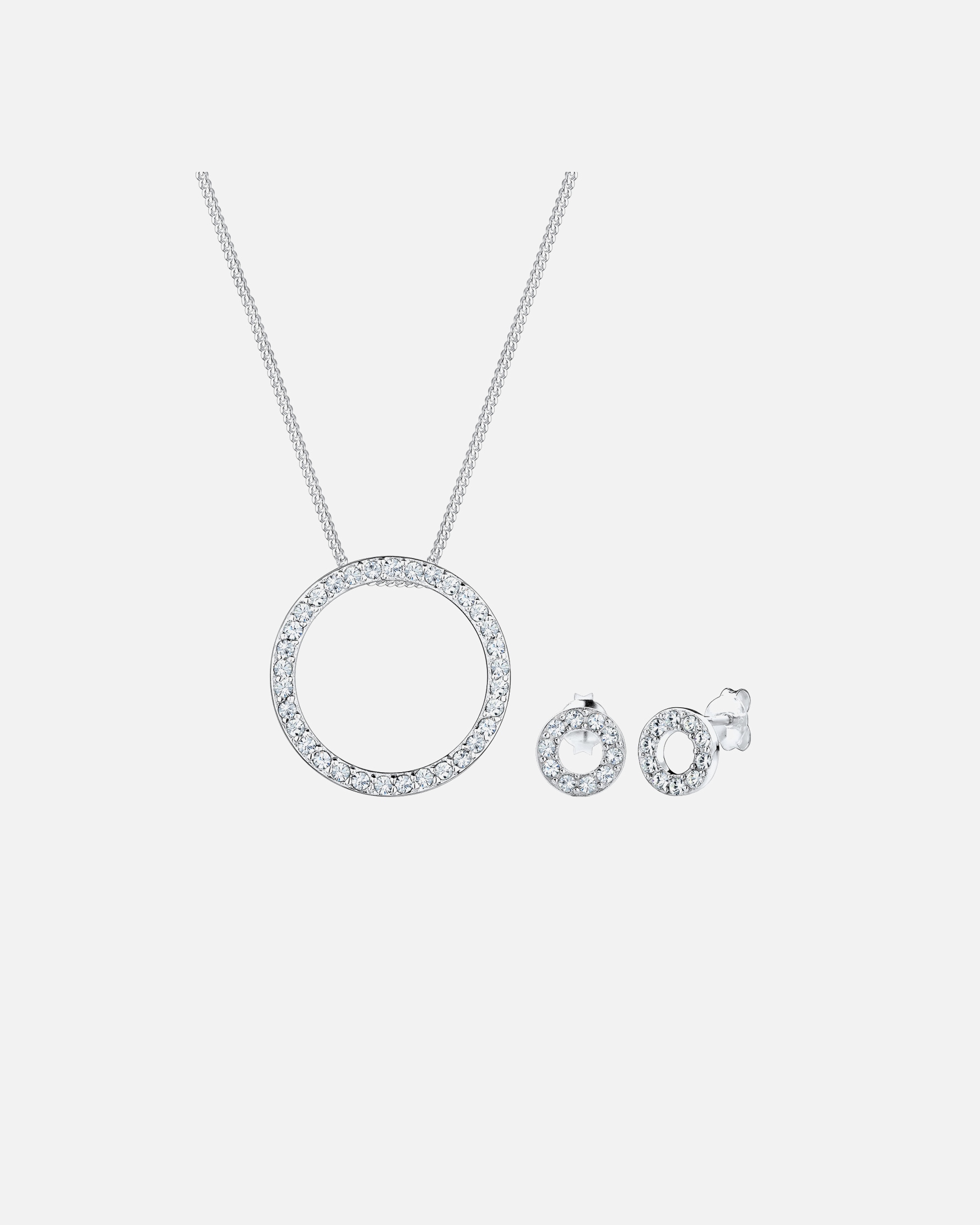 Bijoux pour Femme Elli Femmes Basic Cercle Pendentif Set clous d'oreilles avec cristaux en argent sterling 925 45 cm