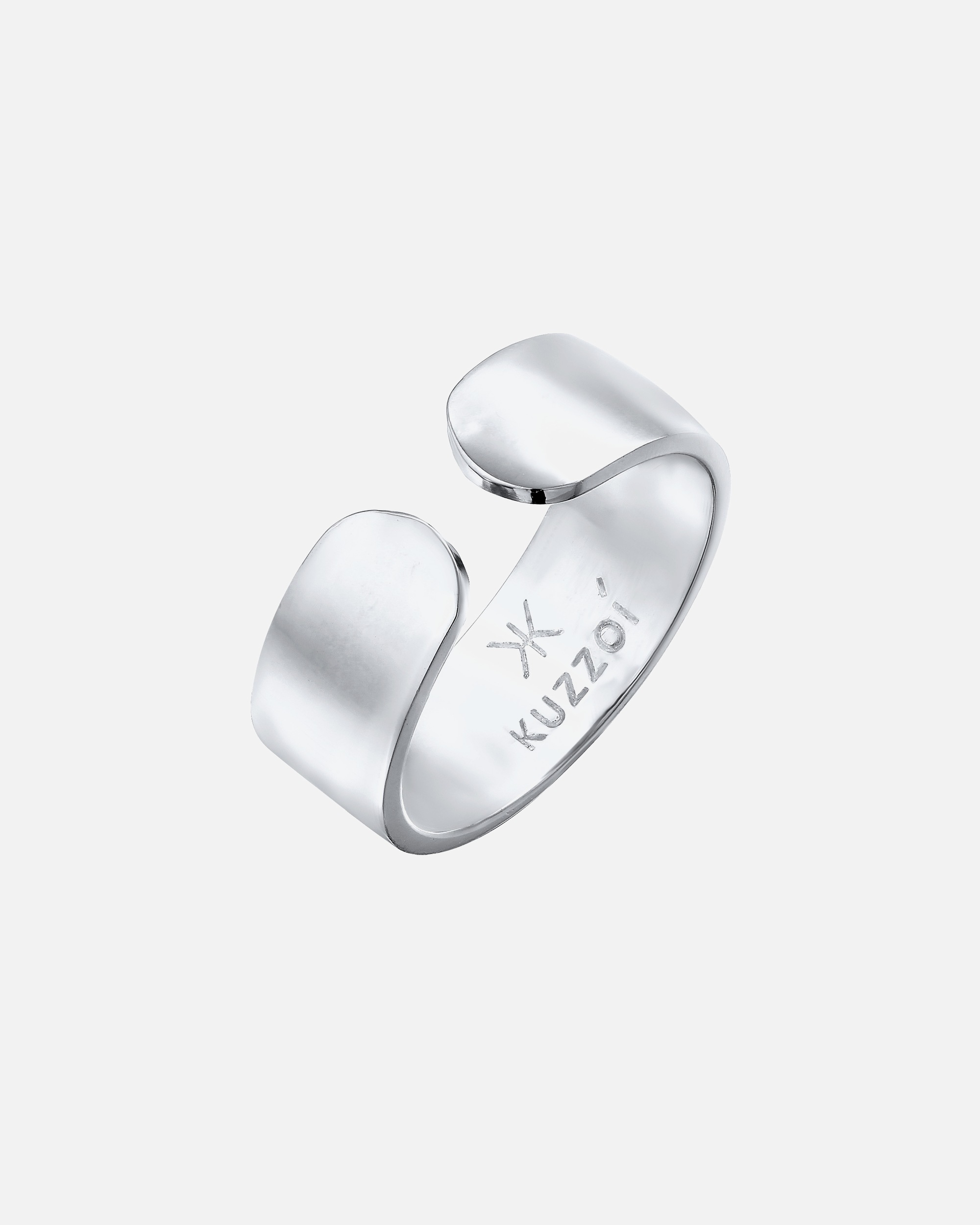 Bague pour Homme KUZZOI Hommes Bande Design Ouvert Intemporel en Argent Sterling 925 60