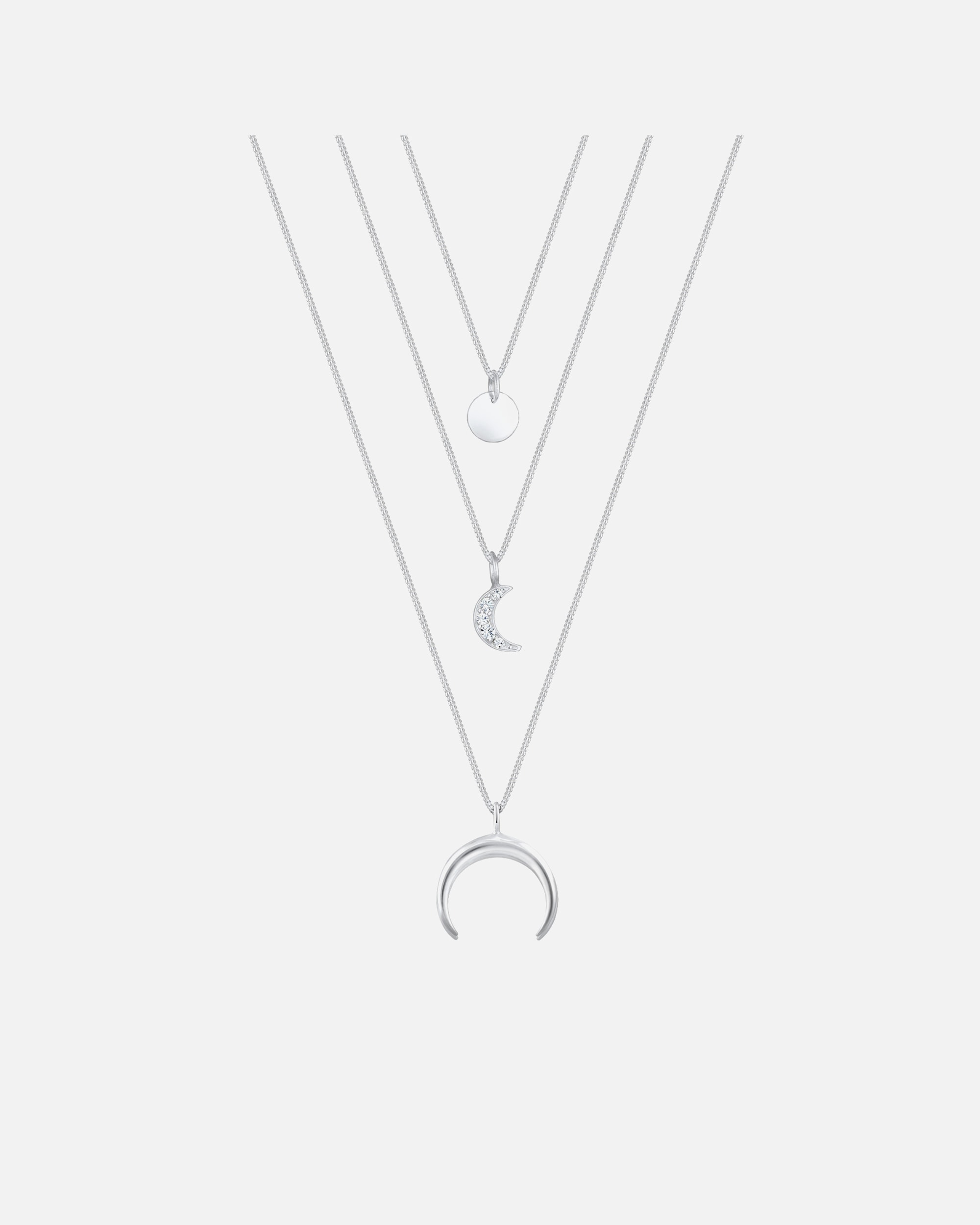 Collier pour Femme Elli Femmes demi-lune couches tendance avec cristaux en argent sterling 925 silberfarben