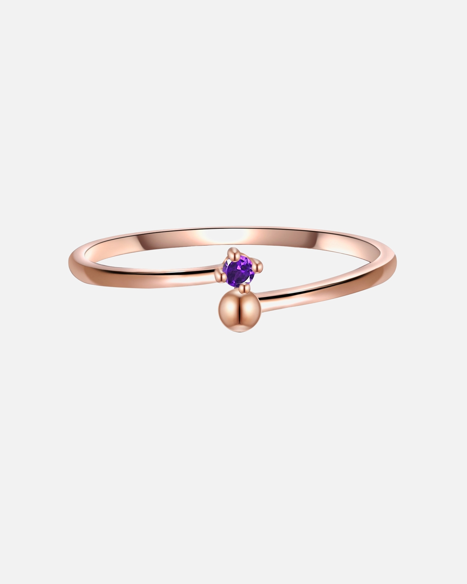 Bague pour Femme Glanzstücke München Bague en argent Argent sterling Améthyste en Or rose 52