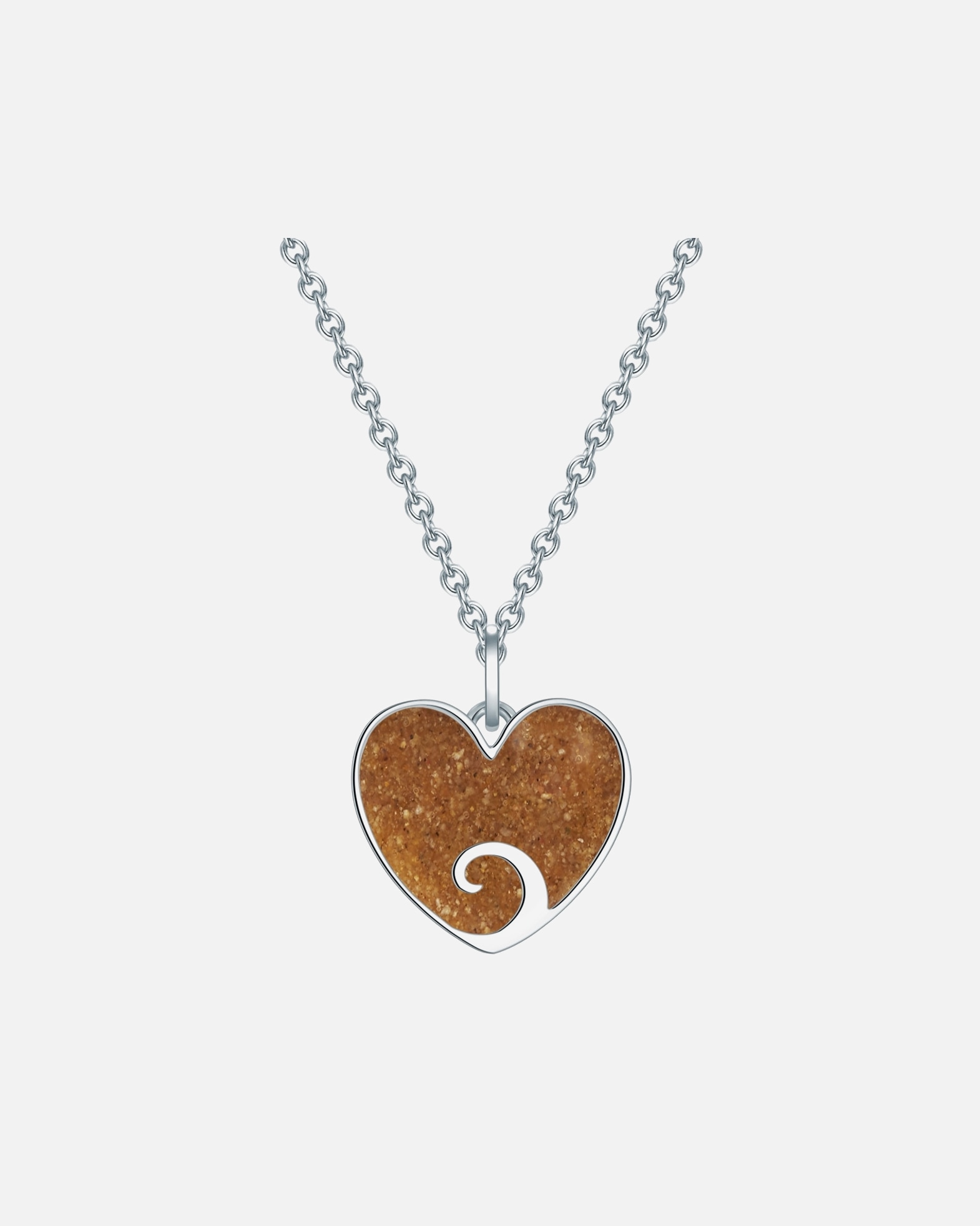 Collier pour Femme Strandglück Collier en argent Coeur/vague Argent sterling Sable en Argent Chaîne de base 45,0 cm + 5,0 cm extensio