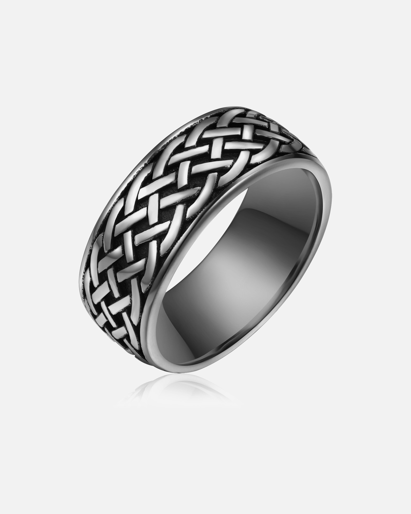 Bague pour Homme True Rebels Bague en Acier inoxydable en Argent/noir 64