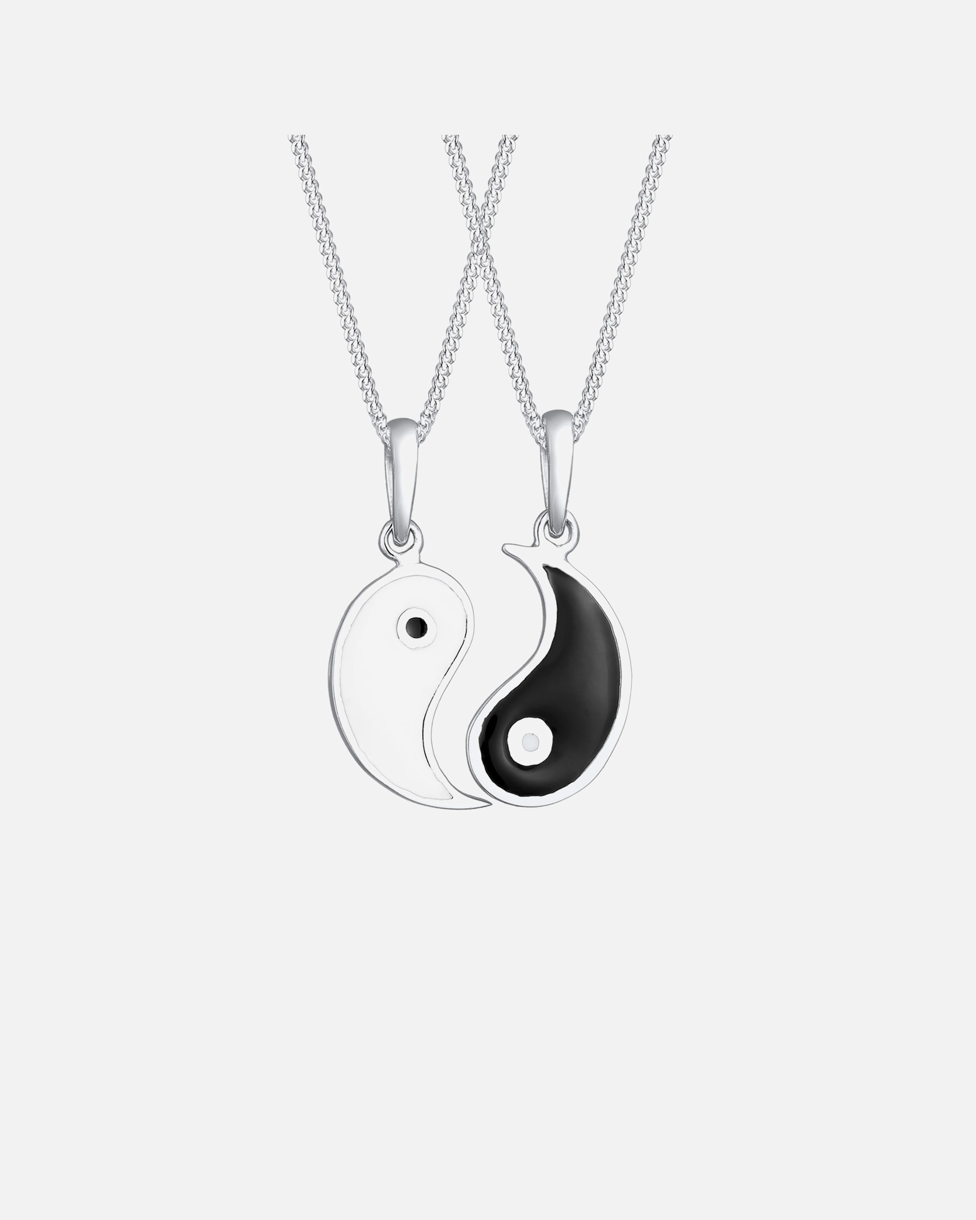 Collier pour Unisexe Elli Femmes Yin et Yang Pendentif Partenaire Spirituel Lien avec Émail en Argent Sterling 925 45