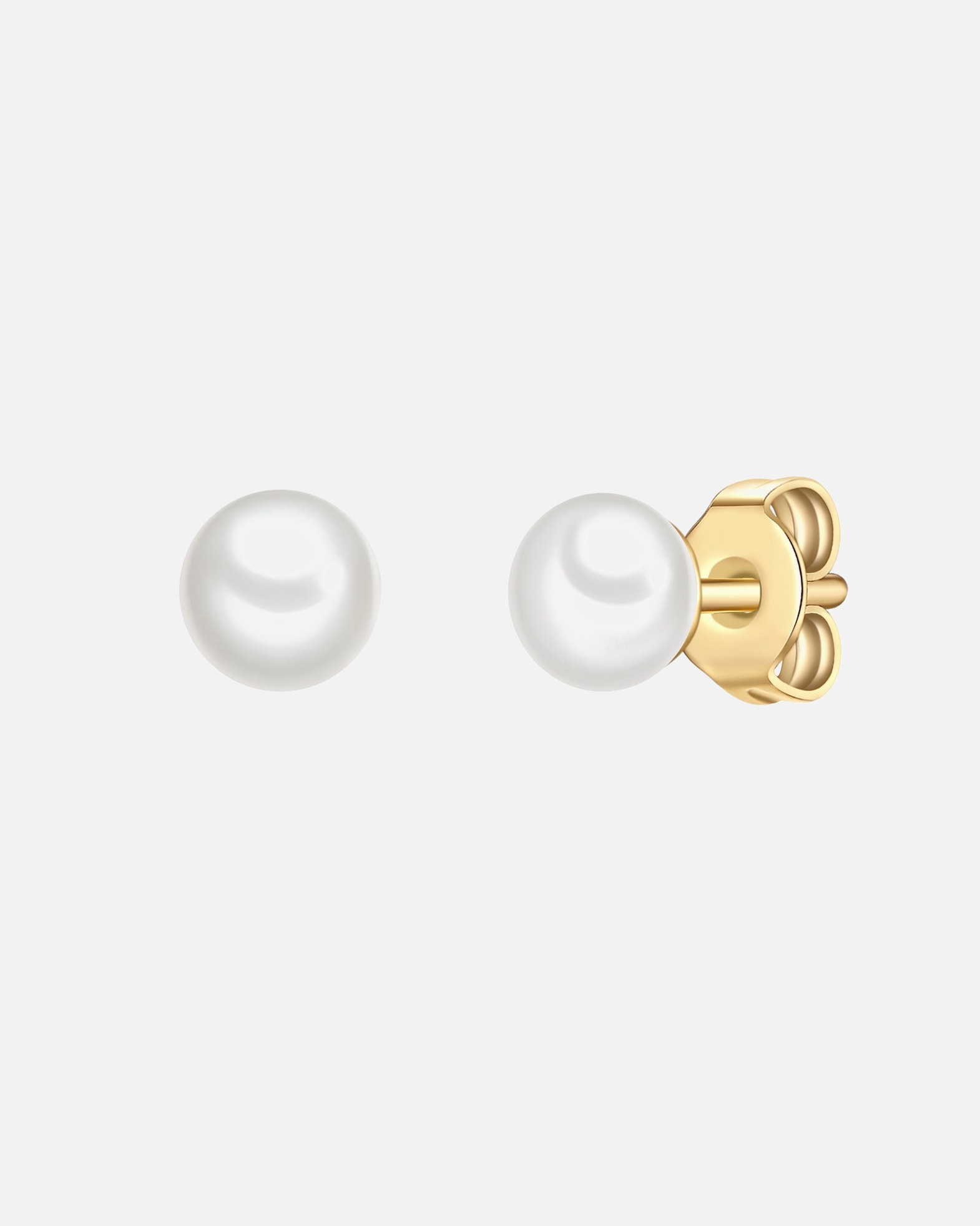 Boucles d'oreilles pour Femme Glanzstücke München Clous en perles en argent sterling en or jaune avec perle de culture d'eau douce 4,7 mm