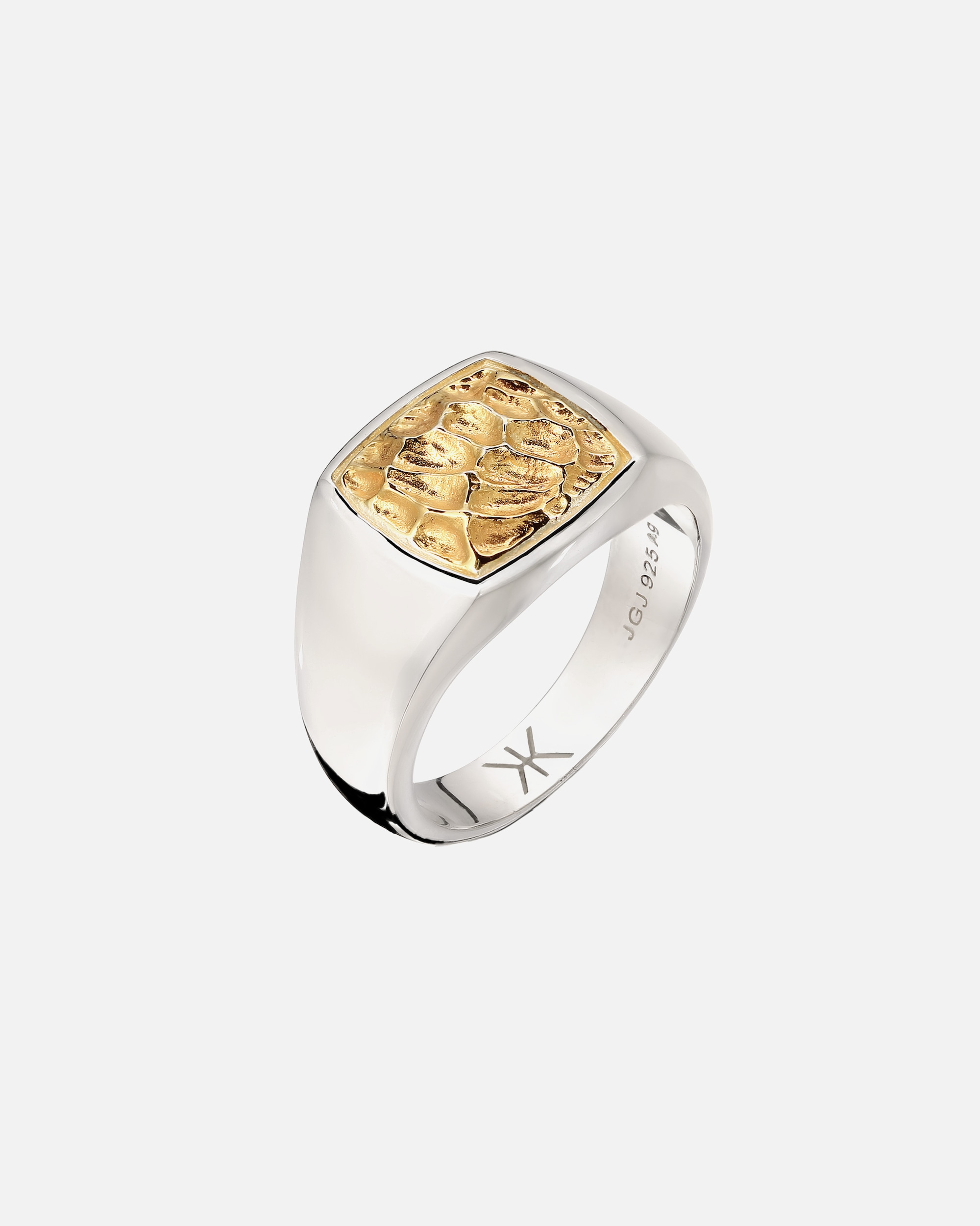 Bague pour Homme KUZZOI Bague Signet 925 Sterling Silver Gold-plated 62
